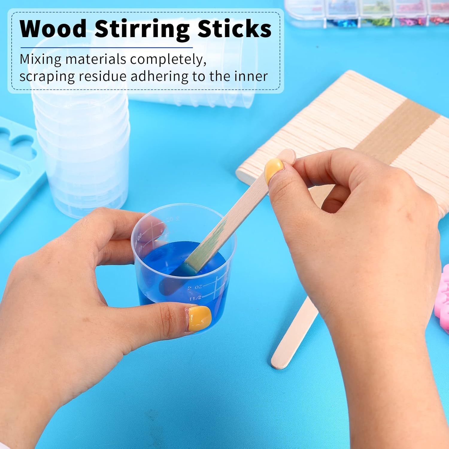 Konohan 200 Pack 2oz/60ml Plastic Mixing Cups Disposable Measuring Cups, Epoxy Bulk Clear Beaker with Graduated and Mixing Sticks for Resin, Laboratory, Liquid, Acrylic Paint Art, Medicine