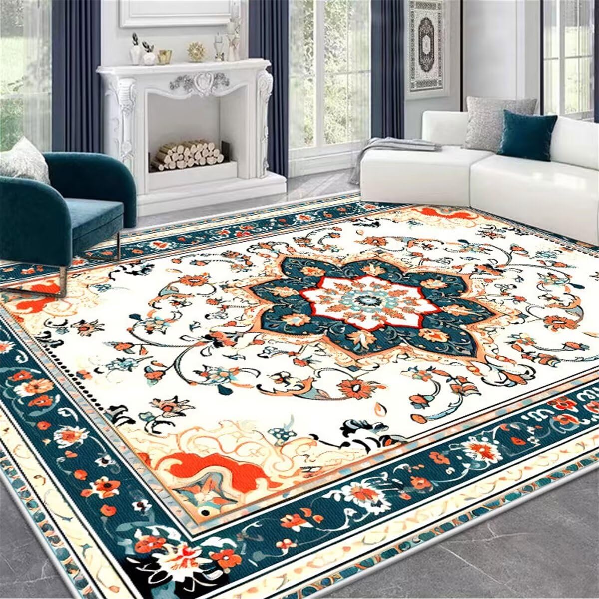 Tapis de salon de couleur chaude pour une décoration chaleureuse