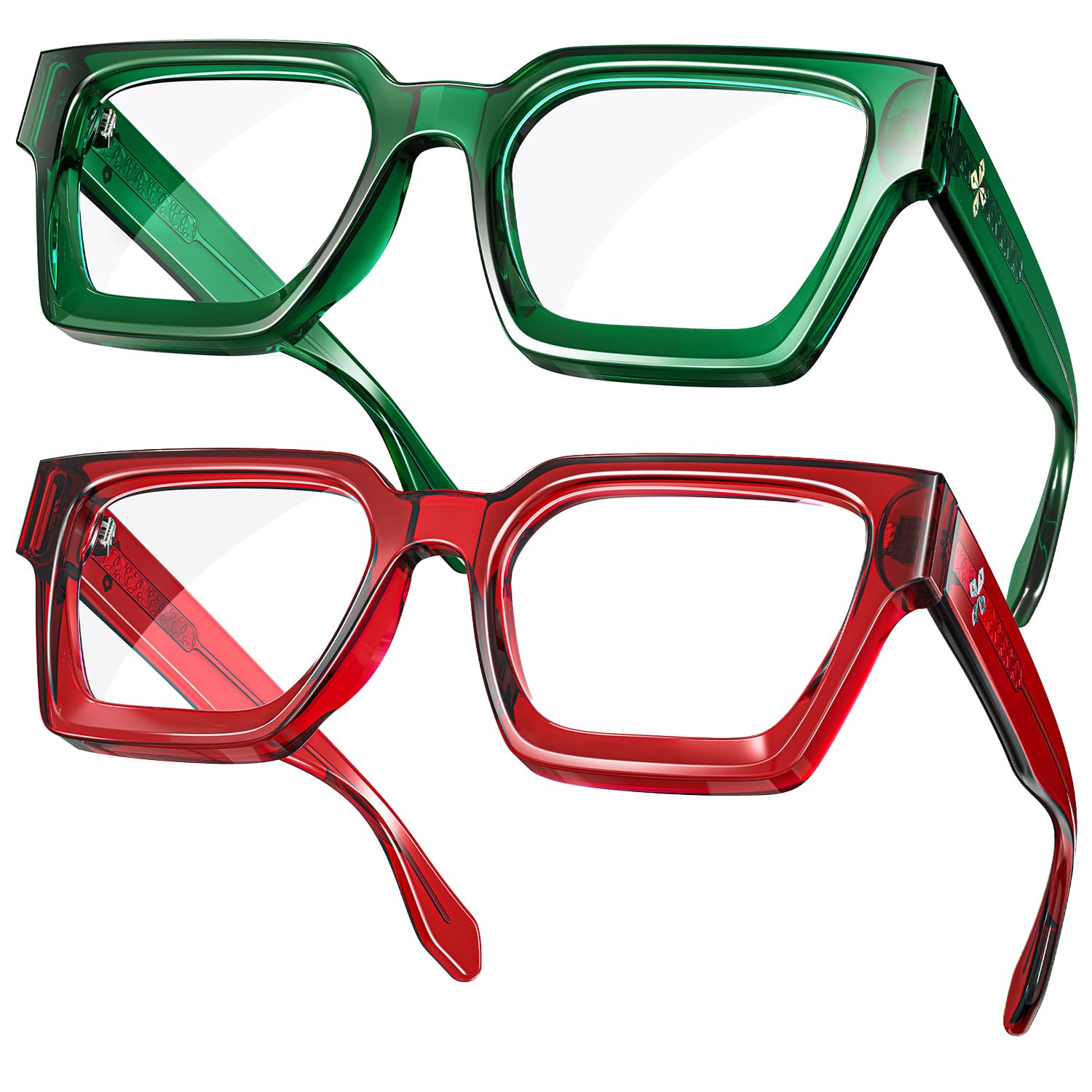 VISOONE 2 Pack Blue Light Blocking Glasses Rectangle Frame and Chic Preppy Look for Women Men RIVER