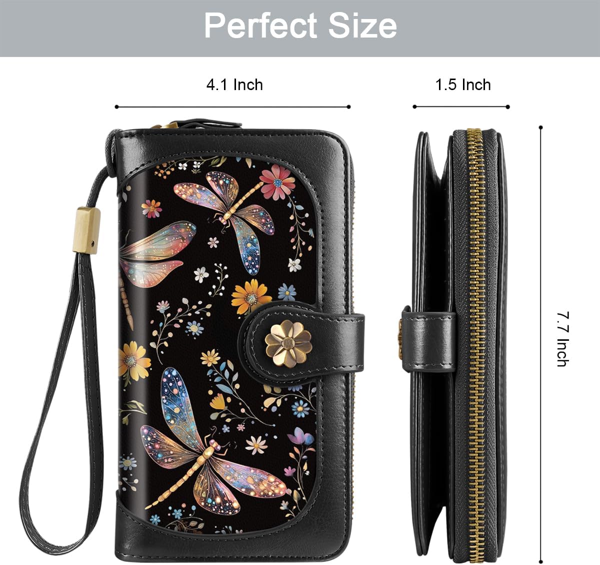 Wallets for Women Multi Card Holder Wallet Clutch Wallet Card Holder Organizer Ladies Purse with Wrist strap Purse - Image 4