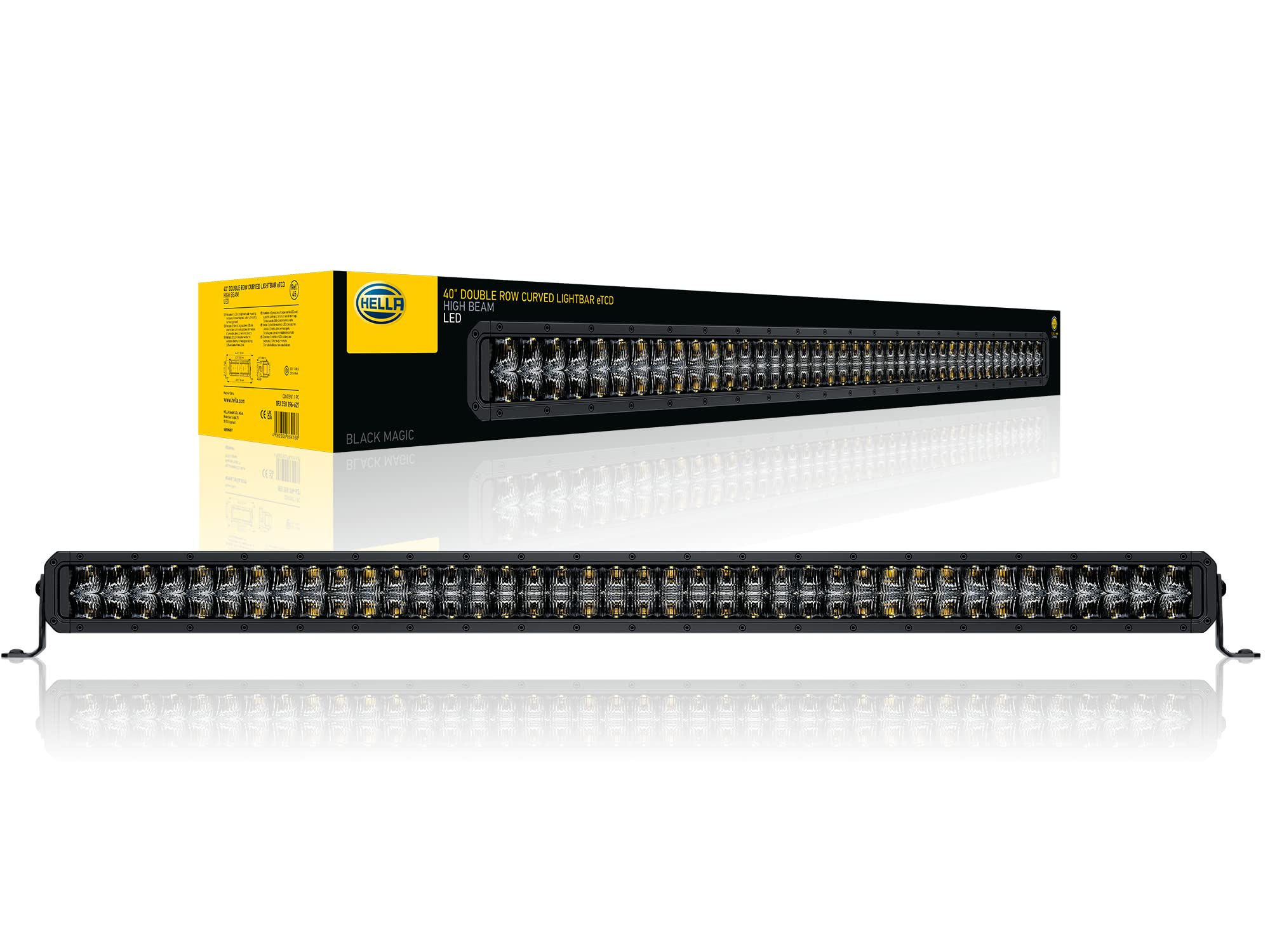 HELLA LED Lightbar Black Magic Double Row Curved 40 cali LED Bar Offroad z homologacją ECE: 9222 prawdziwe lumeny, podwójna wersja, dodatkowy reflektor LED, 12 V – 24 V, do samochodów ciężarowych,