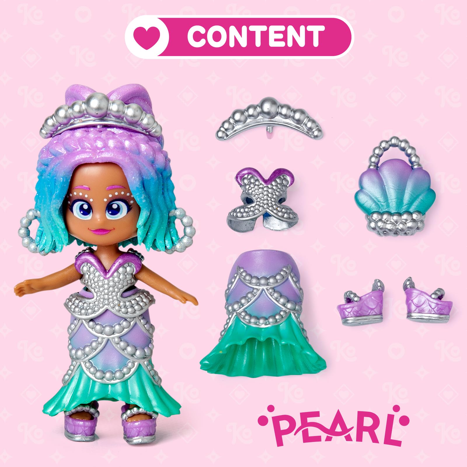 KOOKYLOOS Golden Gala PEARL Series, Collectable doll Pearl, 3 different faces, fashionable clothes, shoes and 1 accessory - Image 3