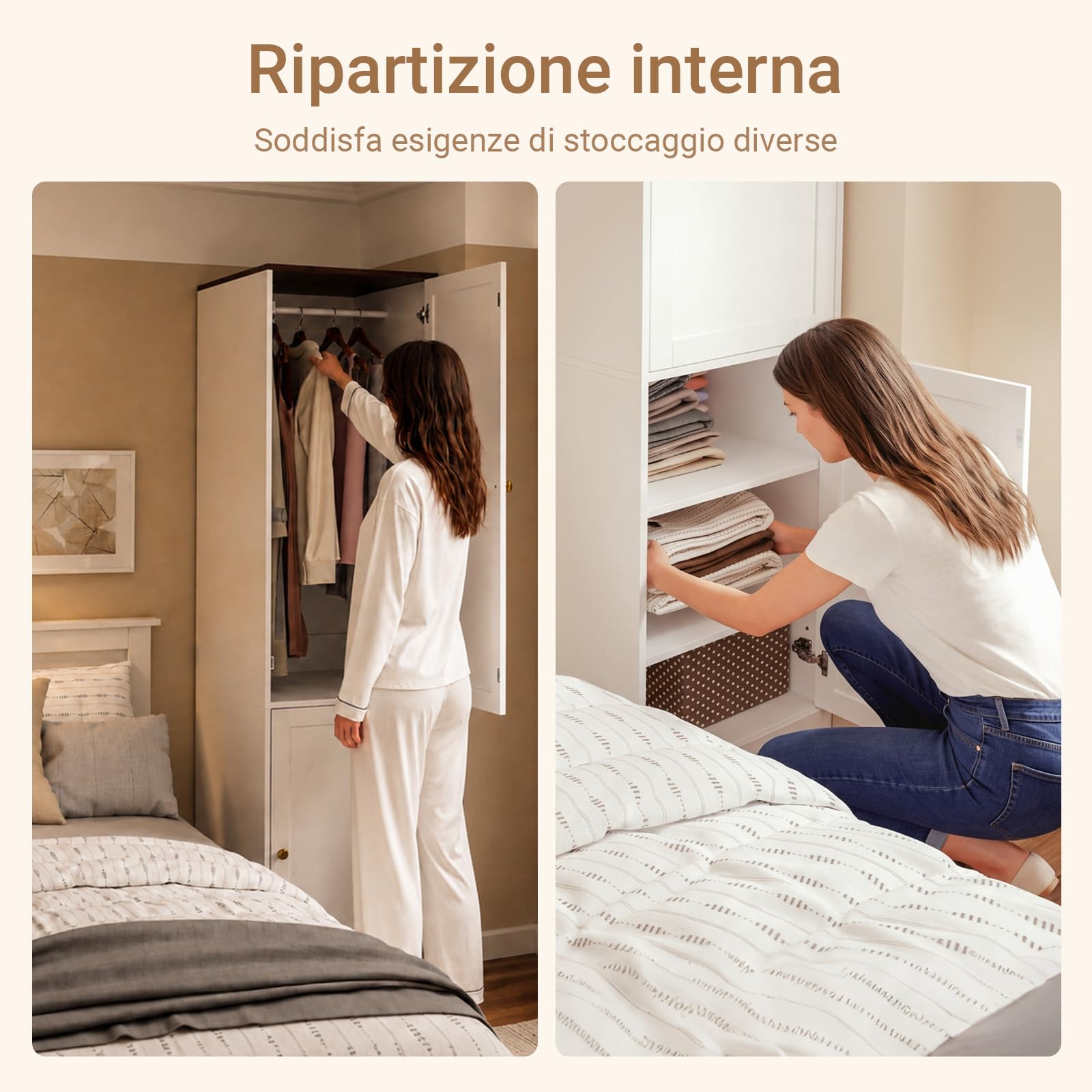 SoBuy Armadio stretto 45cm di larghezza con appendiabiti, ripiani 45x55x187