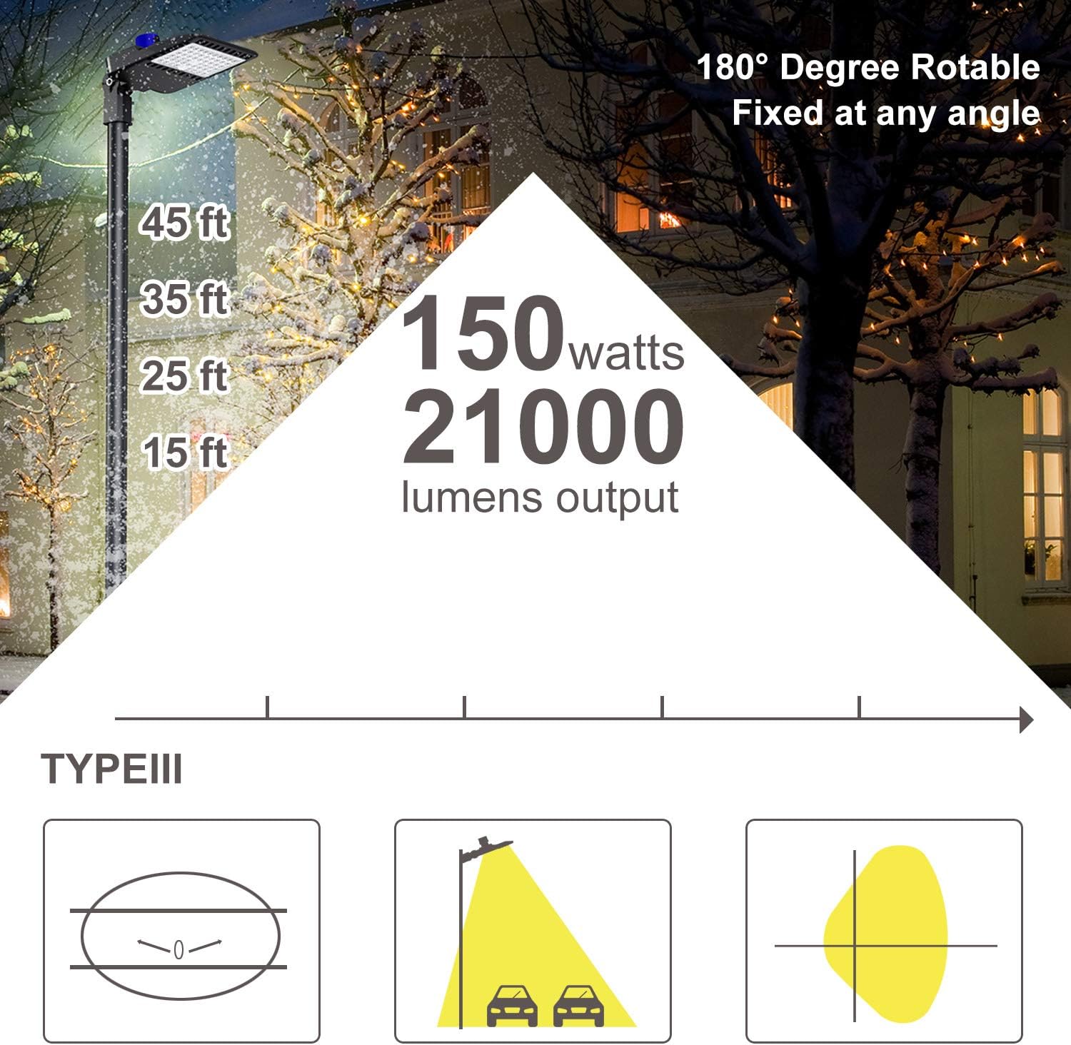 Uр Tо 40% оƒƒ 150W Led Parking Lot Light- 21000LM(140lm/w), ETL DLC Certified IP66 Commercial LED Area Lighting, 5000k Pole Light with Dusk to Dawn Photocell- Slip Fitter, LED shoebox Light, Brown