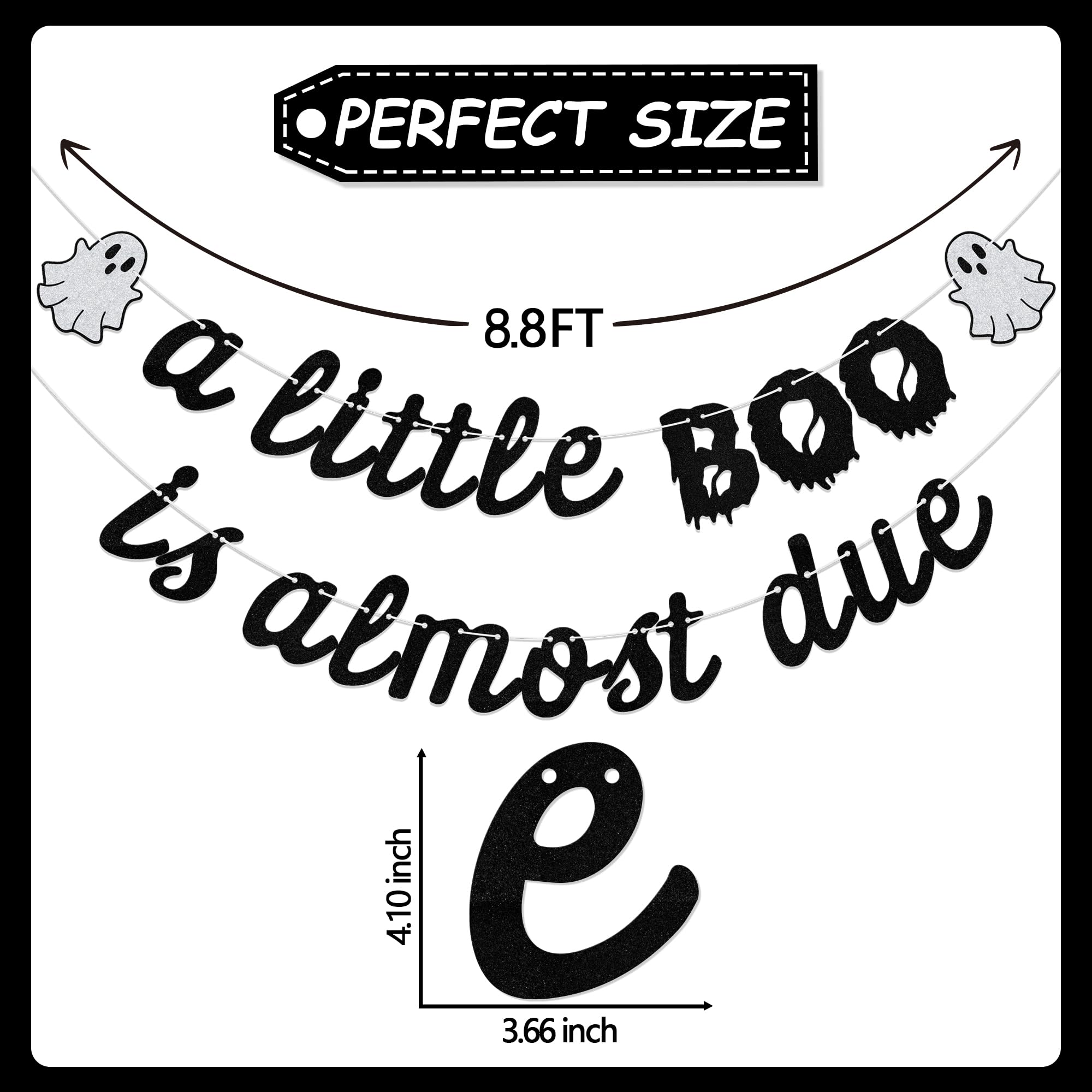 Aumccxz A little Boo is Almost Due Banner Halloween Gender Reveal Party Decorations A Baby is Brewing Baby Shower Decorations Black & Silver - Image 2