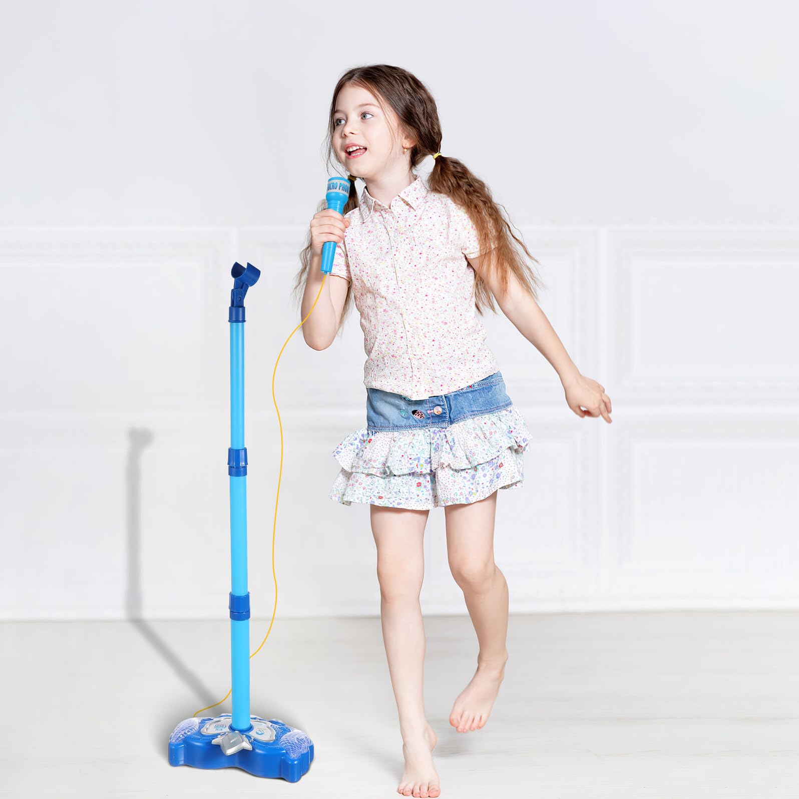 Microfono Giocattolo per Bambini Blu, Giocattolo Educativo Karaoke | Plastica Componenti Elettronici, per Ragazzo e Ragazza, Dimensioni 84, 00x22, 00x5, 00cm