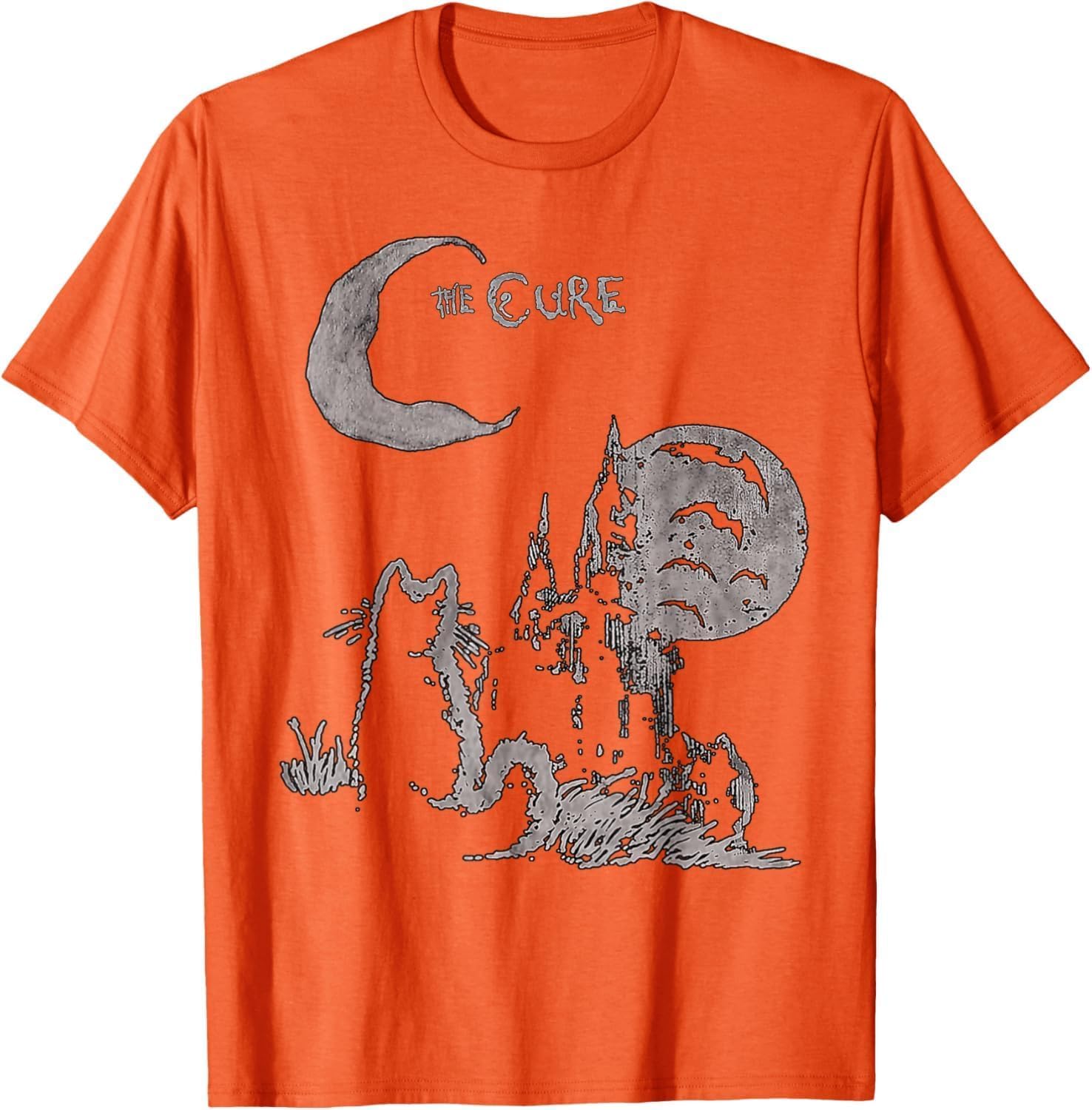 Inextone Men's Orange Cat Moon T-Shirt (L,)
