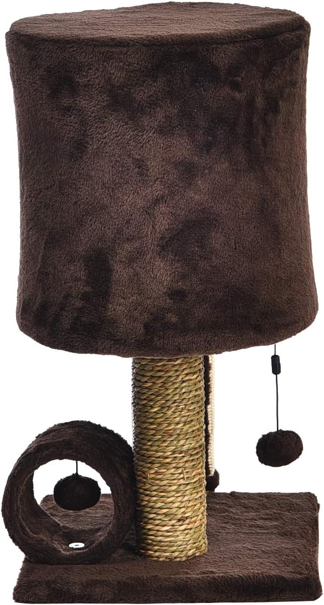 Amazon Basics Cat Tree Tower With Perch Condo - 12 x 12 x 20 Inches, Dark Brown