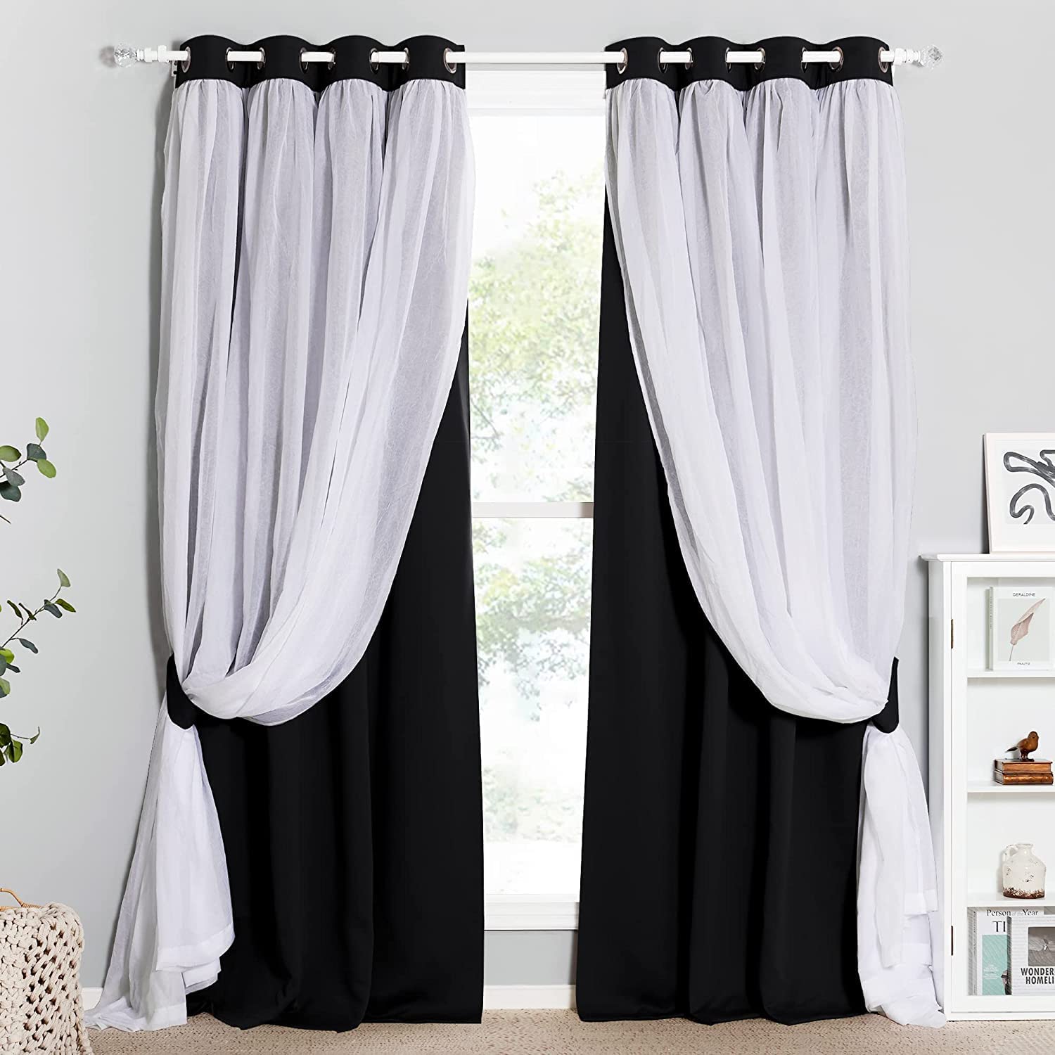 BFAM Sheer Blackout Curtain-Room Darkening Thermal Insulated Eyelet Noise reducing Window and Door Curtains for Bedroom,Living Room, Kids Room Set of 1 (B0BBPJGR7K) Amazon Price History, Amazon Price Tracker