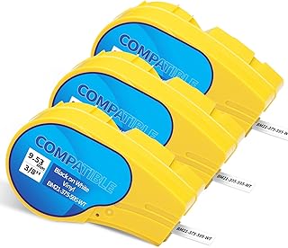 Compatible M21-375-595-WT All-Weather Vinyl Brady Label Tape 3/8 Inch, Black on White Vinyl Cartridge, Use for BMP21-PLUS,BMP21-LAB,BMP21,IDPAL,LABPAL Label Printer,0.375" Width,21'Length,3-Pack