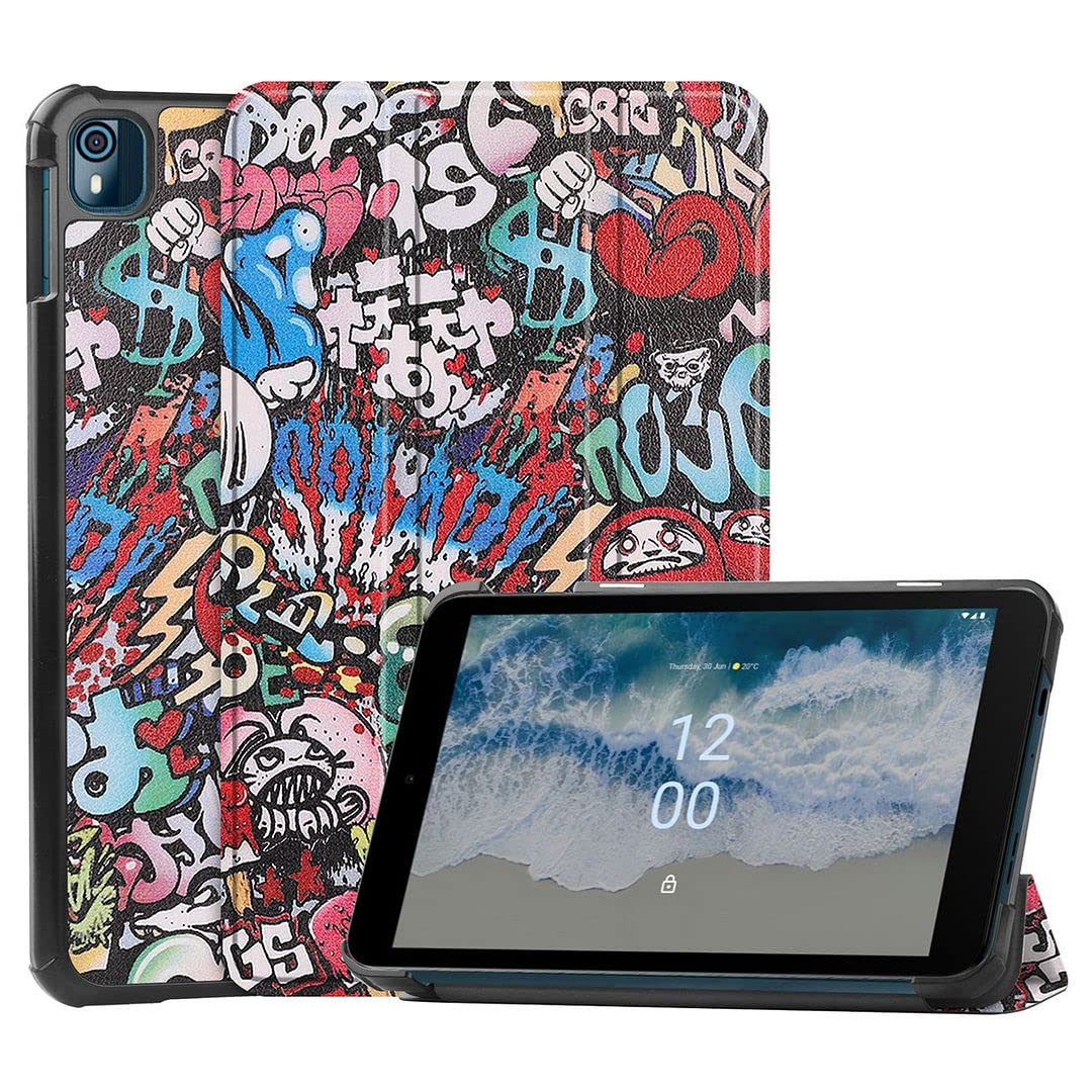 SLLMYYX Custodia per Nokia Tablet T10, tinta unita Zipper Folio Stand Tablet Cover per Nokia Tablet T10 8.0 Pollici 2022 Rilasciato (Blu scuro