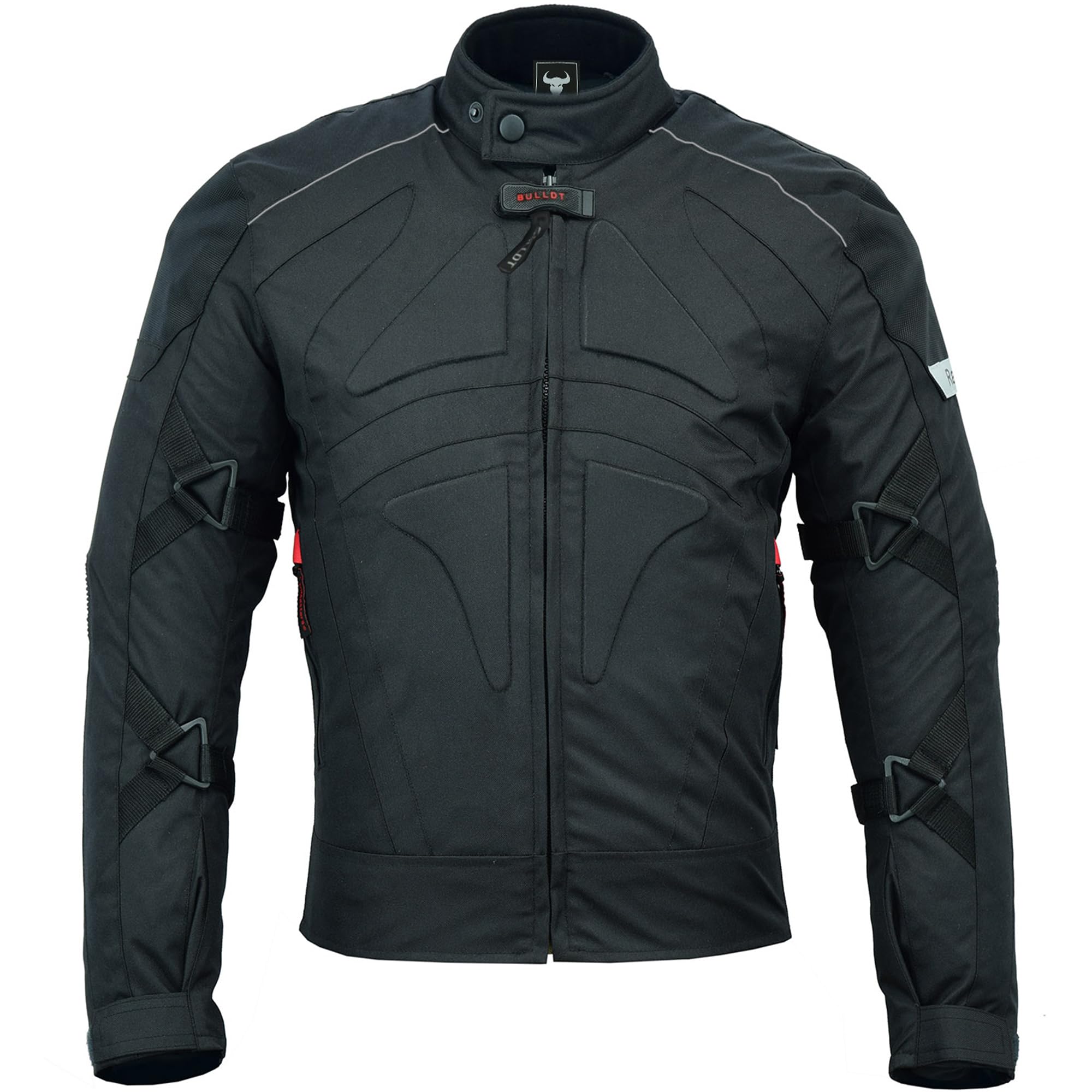 BULLDT Motorradjacke Herren textil kurze Bikerjacke mit CE2-Protektoren - Sportlich Bodyfit dehnbaren Einsätzen, 4 Taschen, Abnehmbar Futter, aus 4 Schichten, Winddicht, Reflektierend -