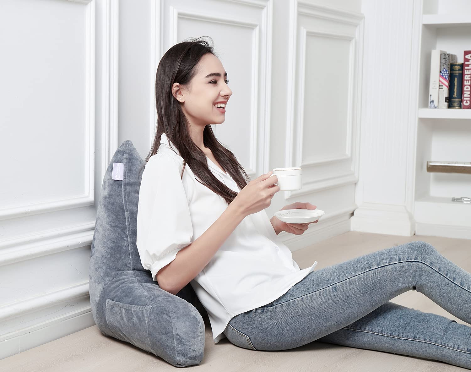 Cuscino schienale per sostenere la schiena mentre ci si rilassa / si gioca / si legge, cuscino per riposo letto-letto da lettura in memory foam a bassa rimbalzo con braccioli