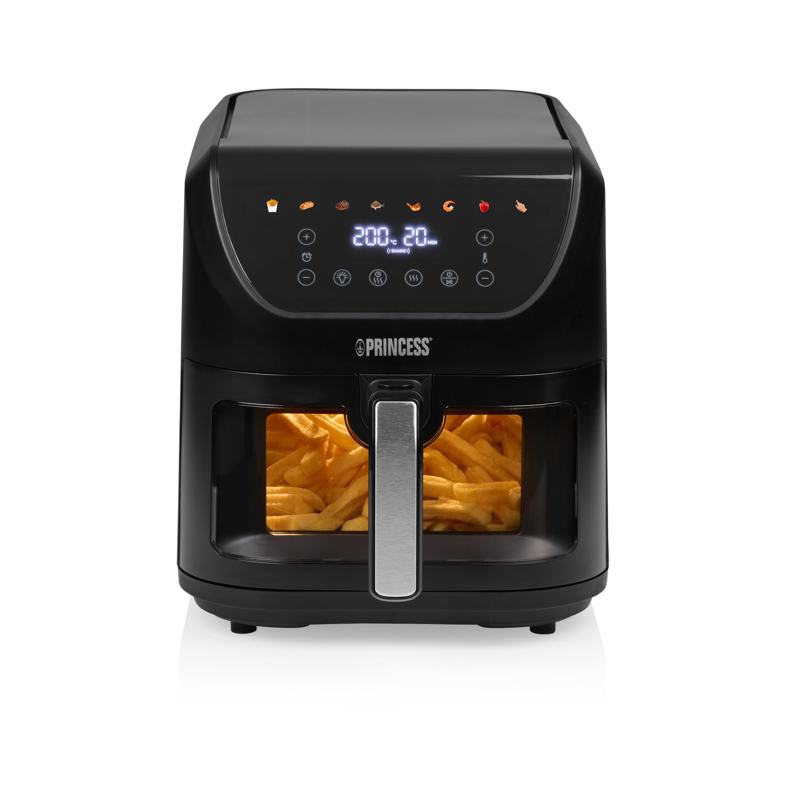 Princess SlimFry Airfryer, 8L Capacity, 2000W, 8 Programs, Digital Touch Screen, Adjustable Thermostat, Display Window, Auto Shut-Off, Washable Basket, 182257, Color Pilots