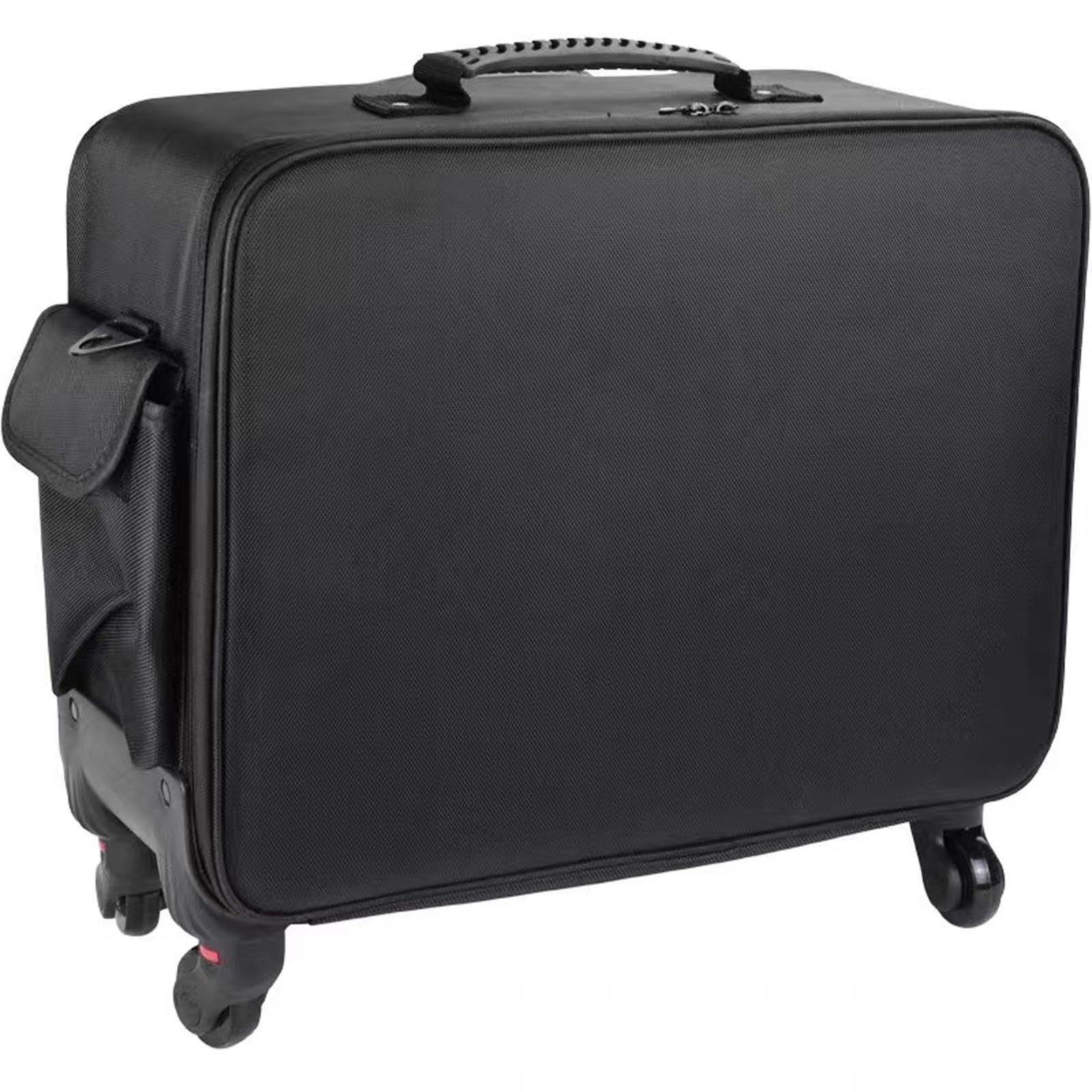 Valigia per cosmetici a più livelli, impermeabile, organizer per trucchi con carrello retrattile, 48,7 cm, Nero