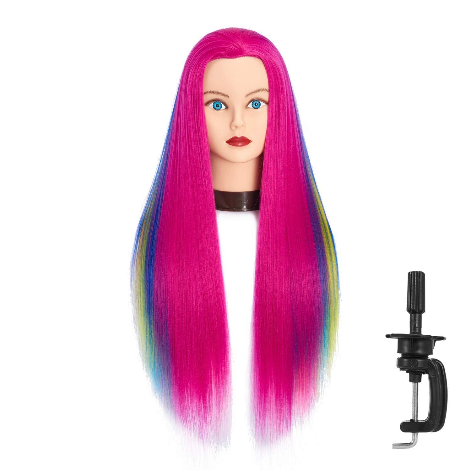 Headfix 26"-28" Long Hair Mannequin Synthetic Fiber Hairdresser Practice Styling Training Cosmetology Manikin Doll With Clamp (6F1919w0320)