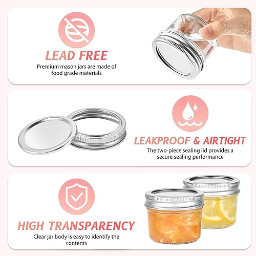 Miniatura 3 de TUZAZO Paquete de 12 tarros pequeños de vidrio de 4 onzas con tapas y etiquetas, tarros pequeños de vidrio para conservas de gelatina, especias y