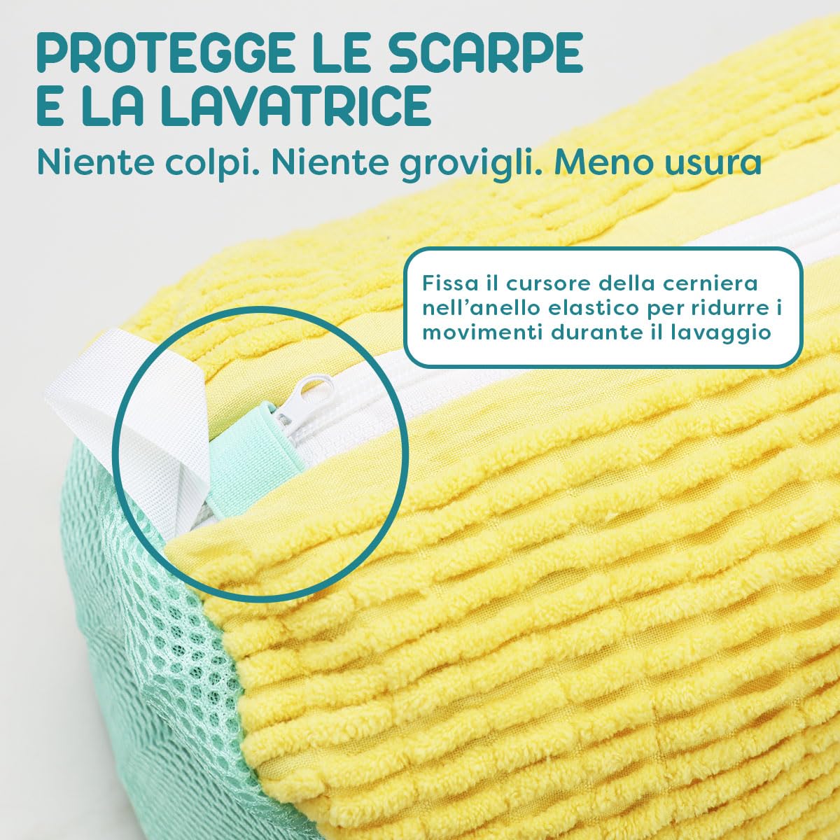 2 Pezzi Sacchetto Scarpe Lavatrice - Riutilizzabili Sacchetti per Scarpe Lavanderia - Pulizia a 360° con Cerniera Rinforzata (Giallo)