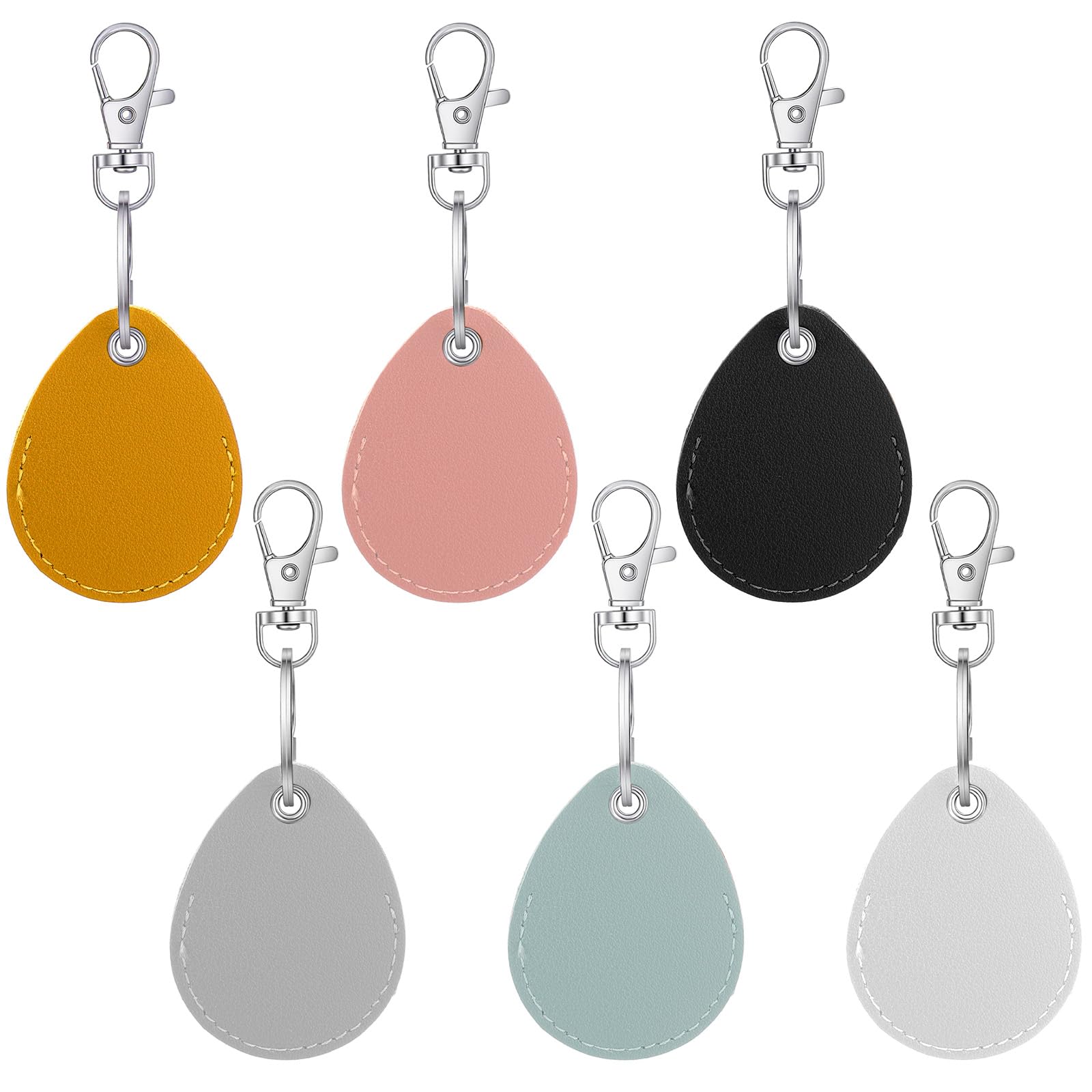 Paquete de 6 llaveros RFID de piel sintética para tarjeta de identificación de proximidad, funda protectora con llavero y clip de mosquetón para llavero, etiqueta de token, control de acceso de
