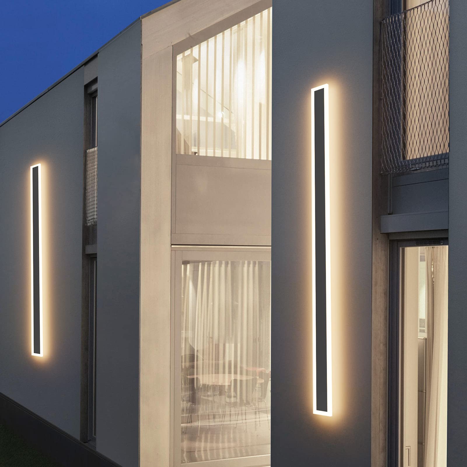 Klighten LED Wandleuchte Lange Wandlampe IP54 Dunkelgrau Wasserdicht Innen und Außenbereich Eisen-Acrylplatte Wandbeleuchtung für Gärten Villa, Terasse, Korridor, 150CM/45W，Warmweiß 3000K