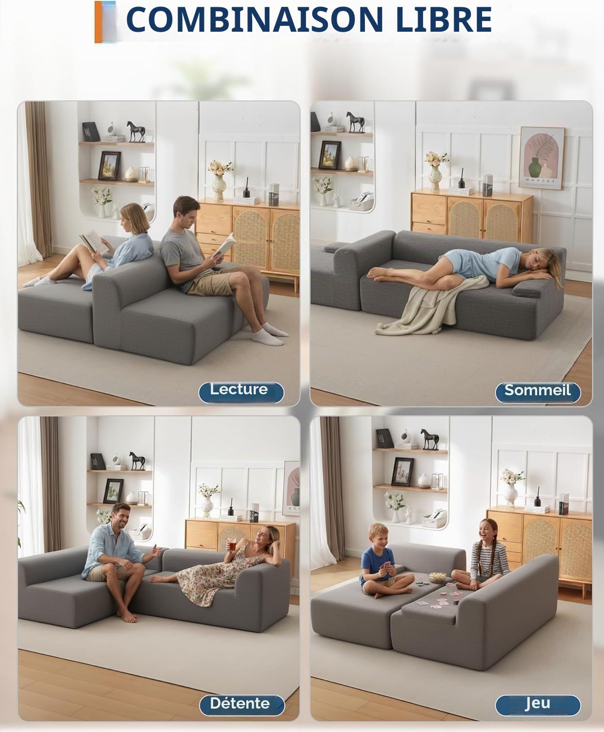 Acekool 270cm Canapé d'angle Convertible 3 Places pour Salon