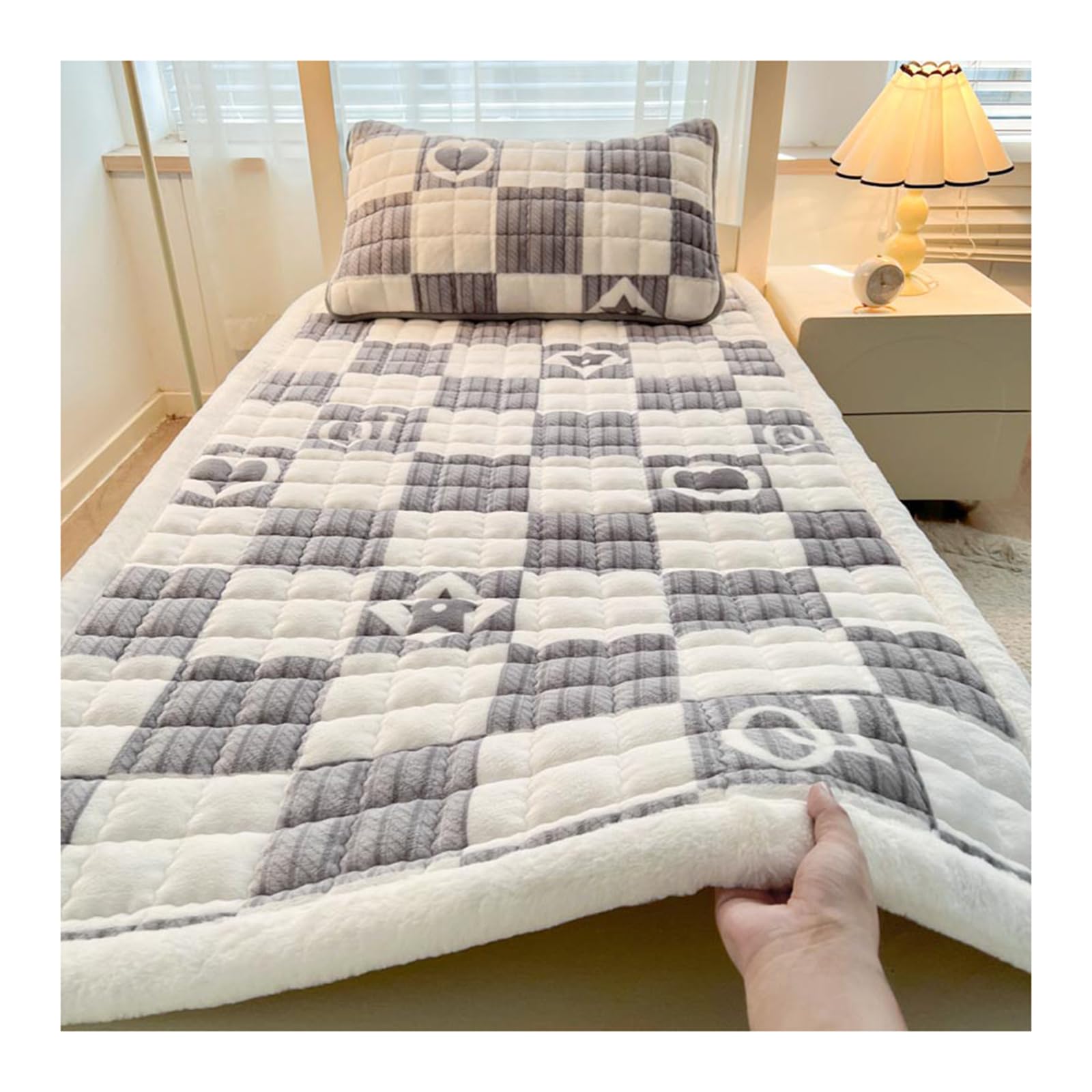 Mswborml Velvet Japanese Futon Floor Mattress, Thick Tatami Mat Portable & Foldable Roll Up Floor Bed Mattress Sleeping Pad for Adults, Dorm, Guest Bed, Camping and Travel,A,150x200cm/59x79in
