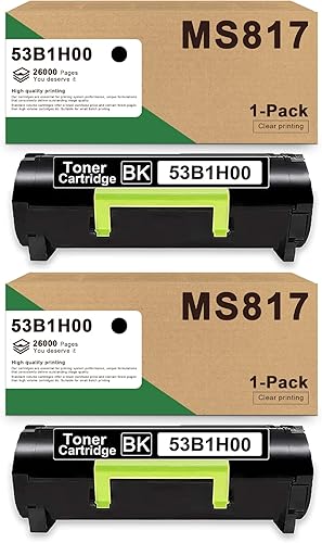 Cartucho de tóner 53B1H00 MS817 repuesto compatible con DRA para impresora Lexmark MS817dn MS817 MS817n MS818dn paquete de 2 negro