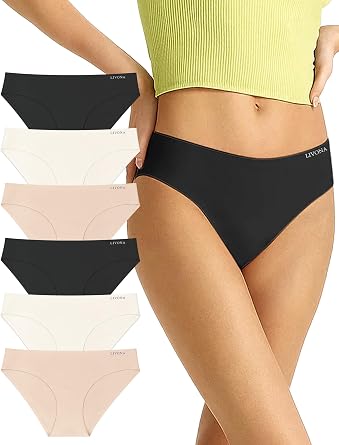 Womens Seamless Ribbed Panty with Lace Trim - Elegant & Soft Everyday Underwear - Minimal VPL