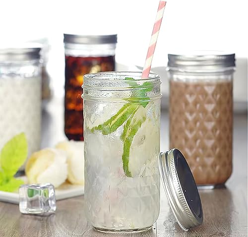 Miniatura 5 de Recipiente de almacenamiento de vidrio transparente de 12 onzas líquidas con tapa hermética, paquete de 4 recipientes decorativos para ensalada,