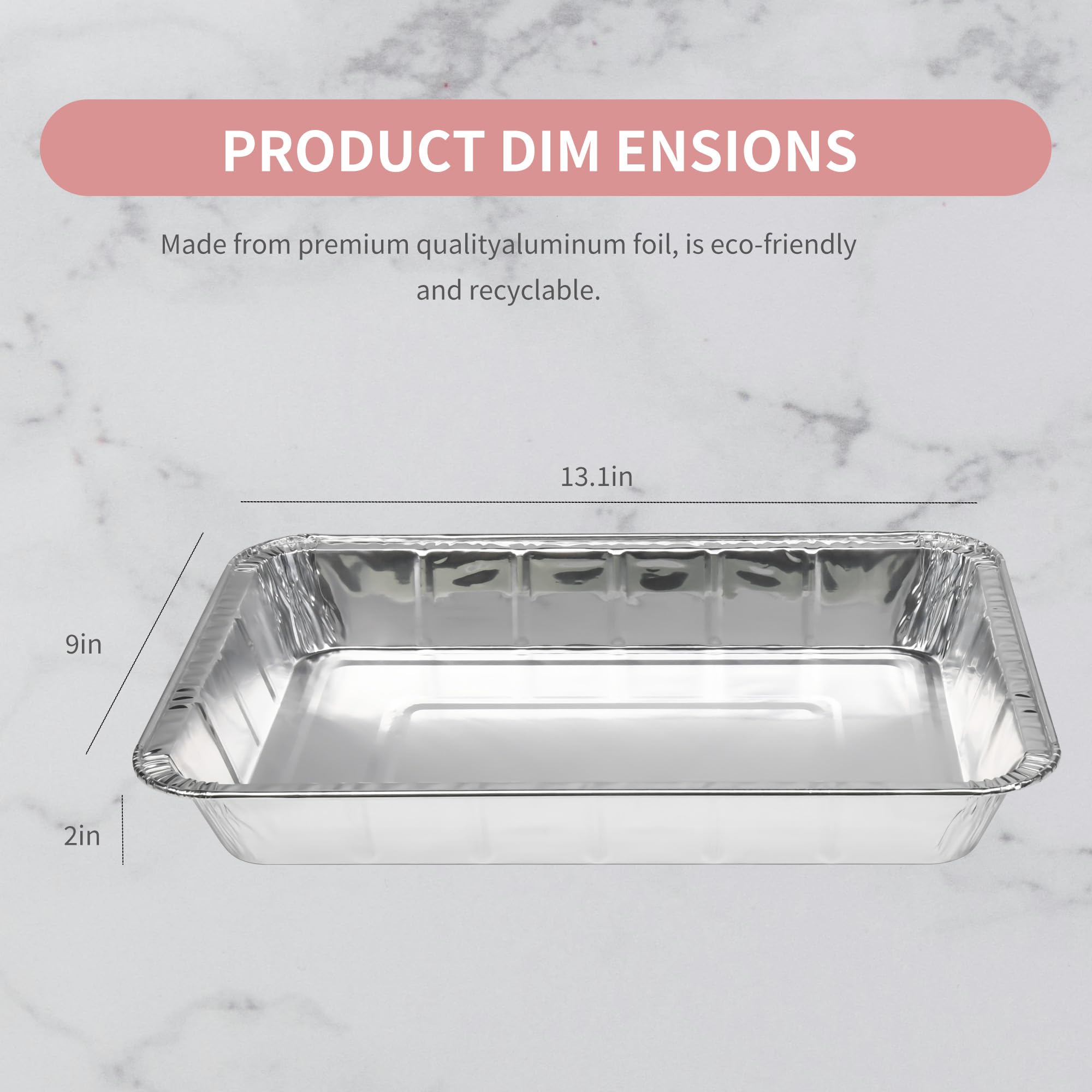 Extra große Grill-Tropfpfpfanneneinlagen, 33,1 x 23,1 x 5,1 cm, Aluminiumfolie, Fettauffangbehälter für große Raucher, Einweg-Tablett, 30 Stück