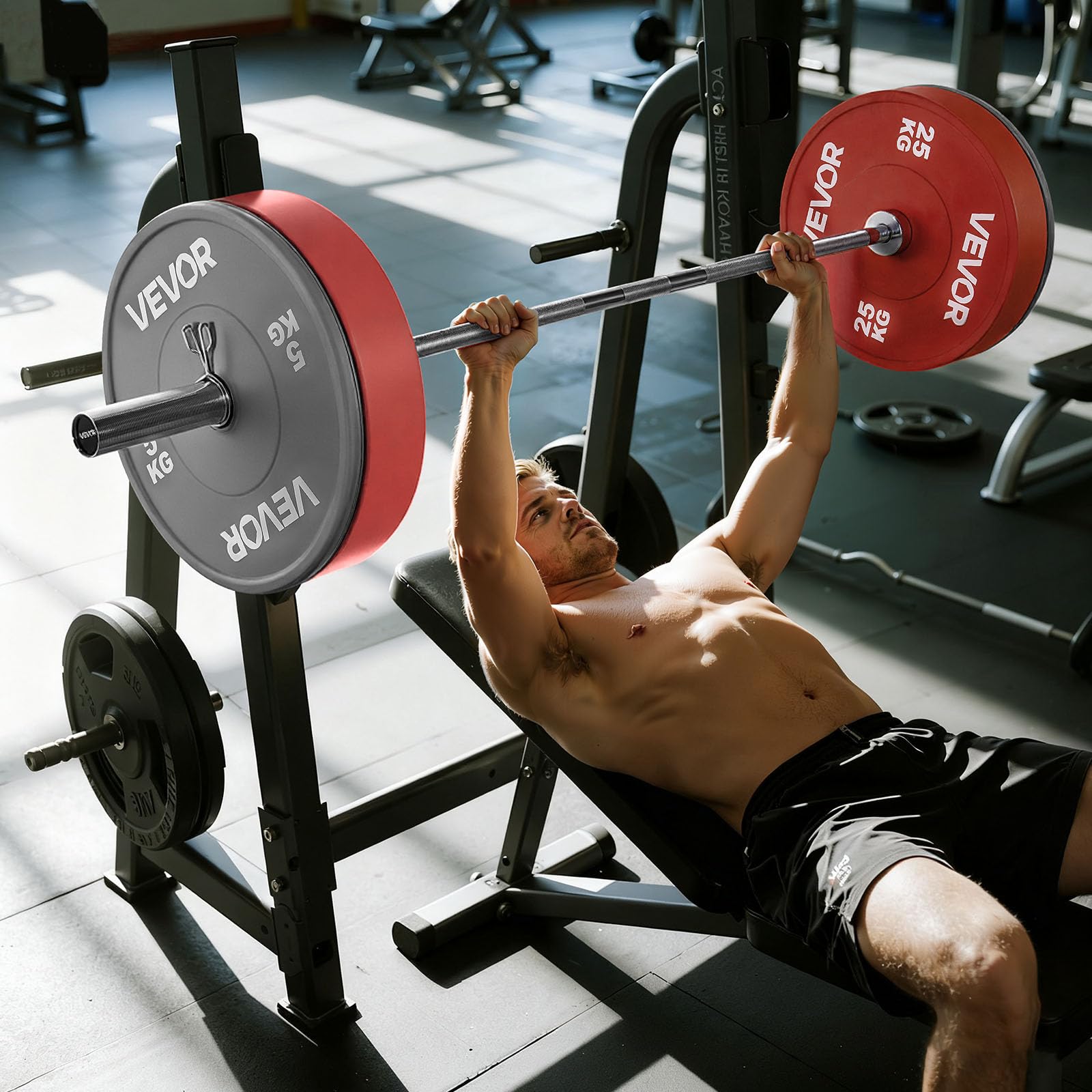 VEVOR Langhantelstange verchromte Zugstange 182 cm mit geriffeltem Griff für Krafttraining Gewichtheben Kniebeugen Kreuzheben Bankdrücken, Hantelstange für 5 cm Hantelscheiben mit 227 kg Tragkraft
