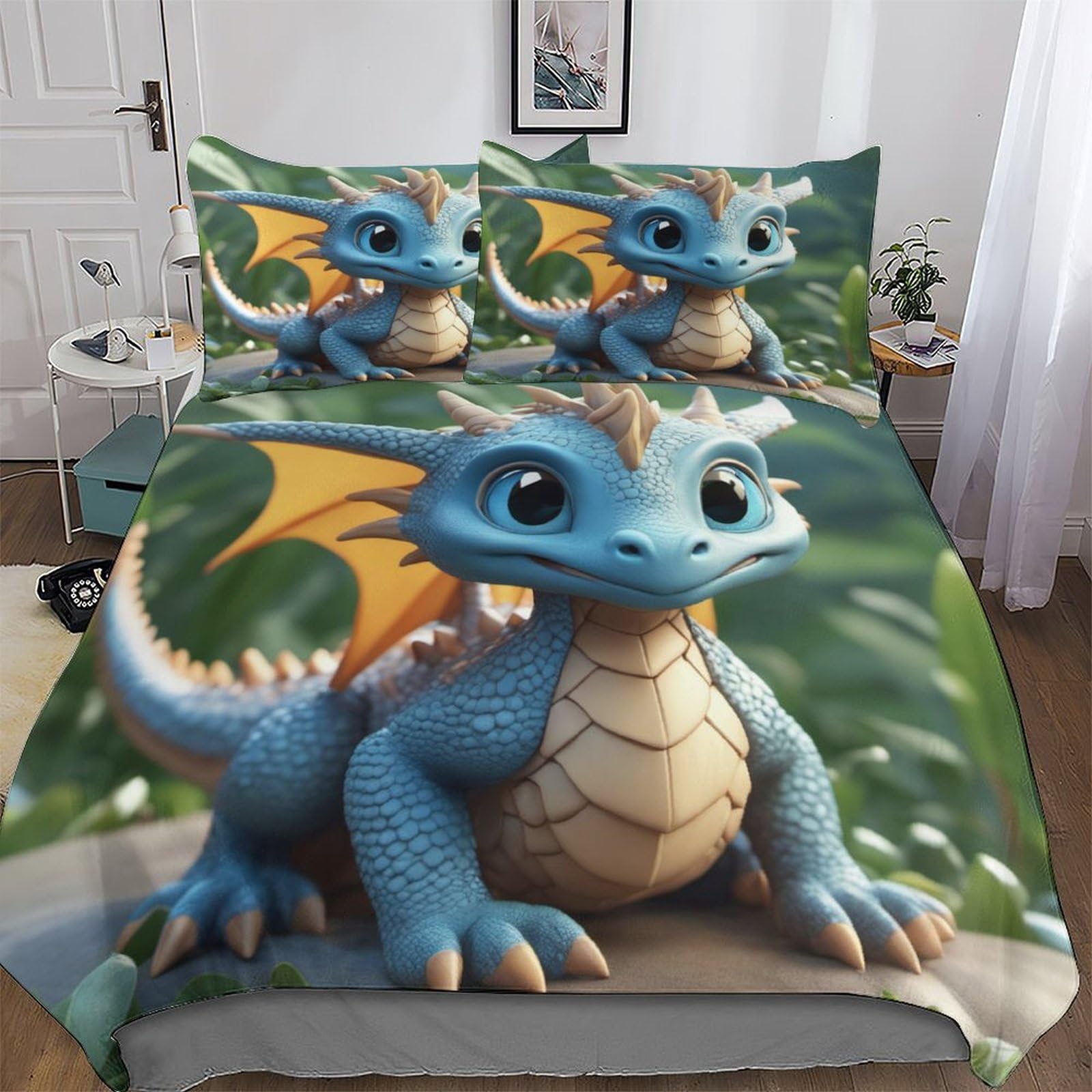 Housse de couette ptérosaure 200x200 pour chambre enfant et adulte