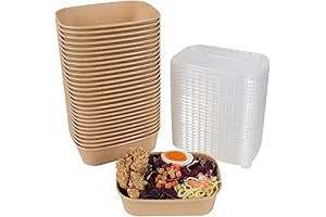 JAYEEY Disposable Kraft Paper Bowls with Lids: Perfect for Soups, Parties, and Treats (50 Pack)