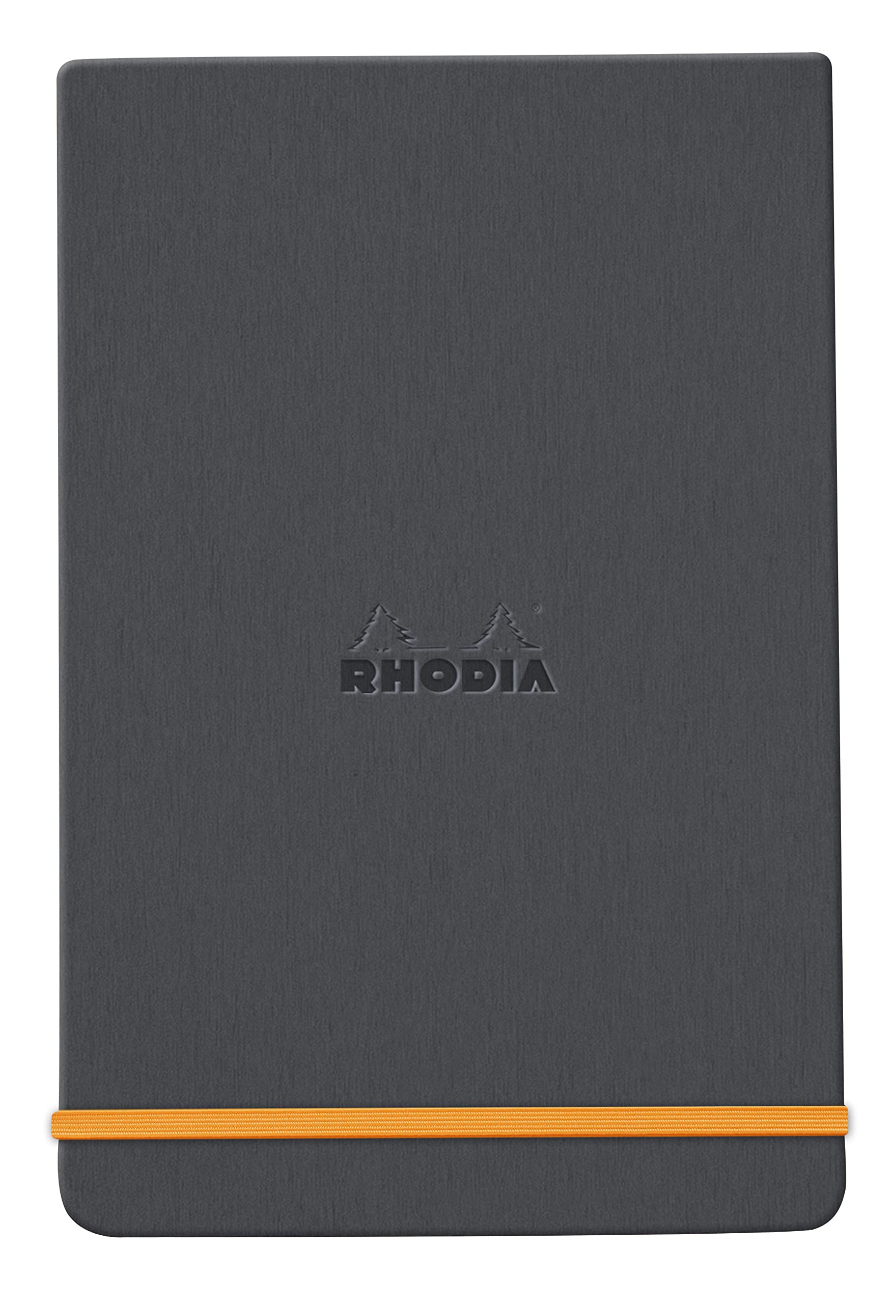 RHODIA 194373C - Titanium Webnotepad Hard Notebook - A5 - Lined - 192 Detachable Pages - Ivory Clairefontaine Paper 90 g/m - Bookmark, Elastic Closure - Faux Leather Cover - Rhodiarama