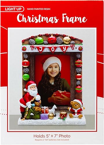 Miniatura 5 de Marco de fotos iluminado de resina de Papá Noel de 5 "x 7" JOY Christmas