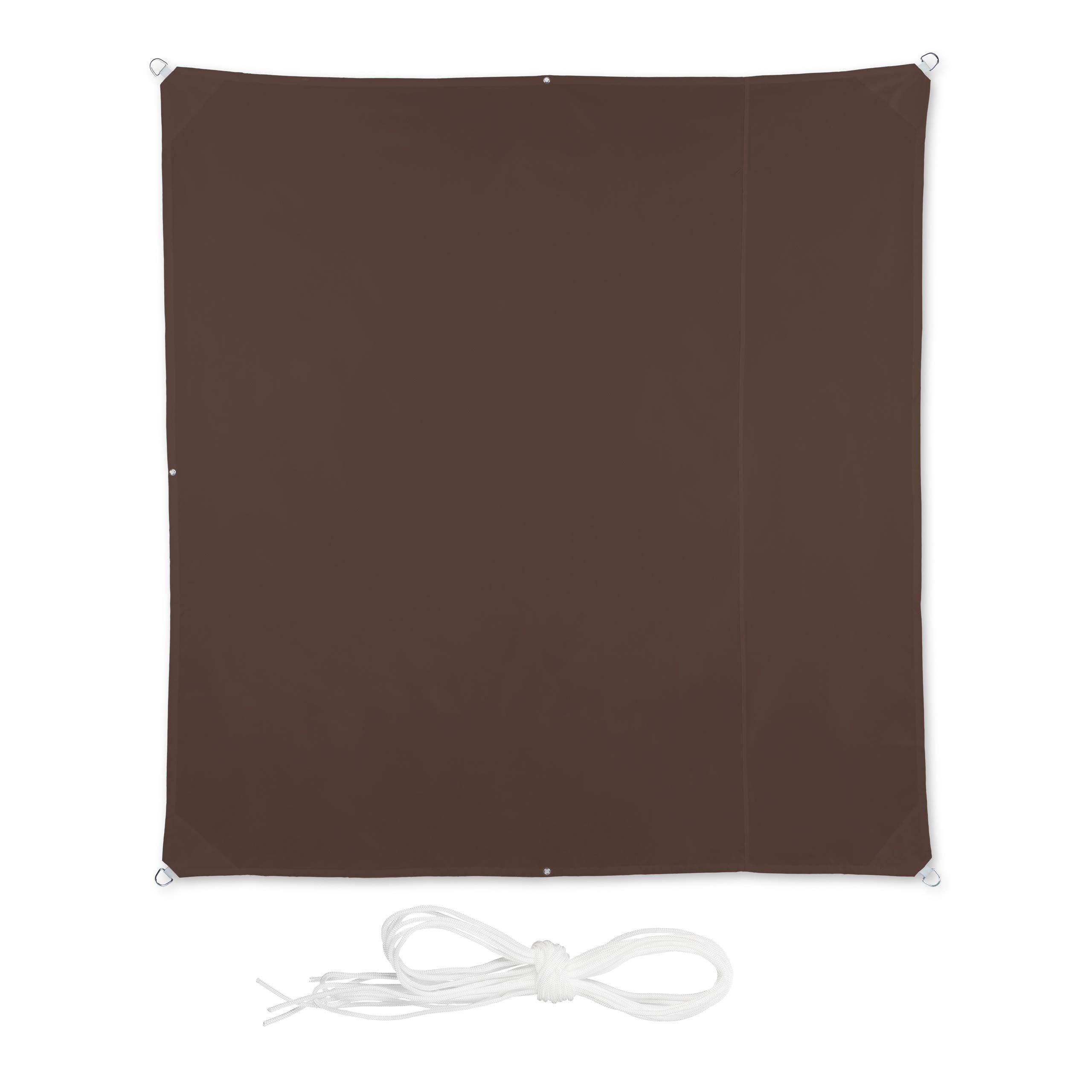 Relaxdays Voile D'Ombrage Carré 3x3m Brun - Protection UV, Polyester Imperméable | Pour Terrasse, Jardin, Balcon, Piscine