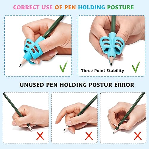 Miniatura 4 de 20 unidades de empuñaduras para lápices de escritura a mano para niños, herramientas de corrección de postura para niños pequeños, suministros de