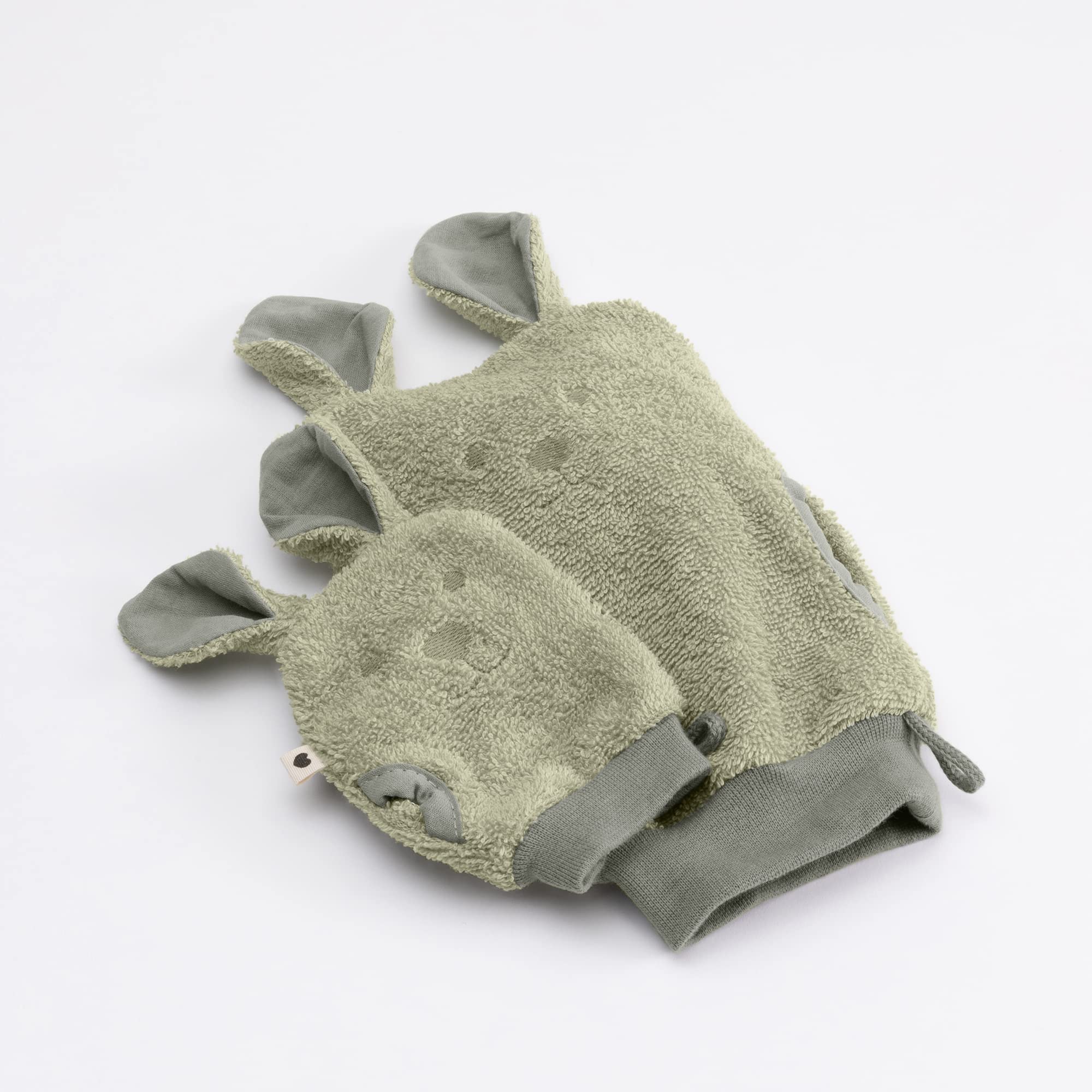 Rękawice do kąpieli BIBS, 100% organicznej bawełny frotte z certyfikatem OEKO-TEX®, delikatny dla skóry dziecka, zestaw zawiera jedną rękawicę dla dorosłych i jedną dla dzieci (1-2 lat), Sage