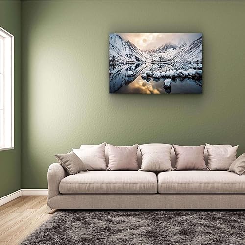 Miniatura 4 de Startonight Lienzo decorativo para pared, montañas nevadas, paisaje natural, foto de invierno, enmarcada de 24 x 36 pulgadas