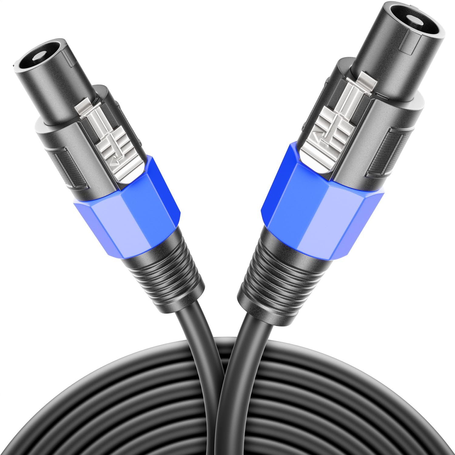 deleyCON 15m PA Câble haut-Parleur - Qualité Studio - en Cuivre OFC pur - Liaison pour haut-Parleur PA 2 Pôles 2x 2,5mm² (AWG13) 8,3mm - Verrouillage Métallique