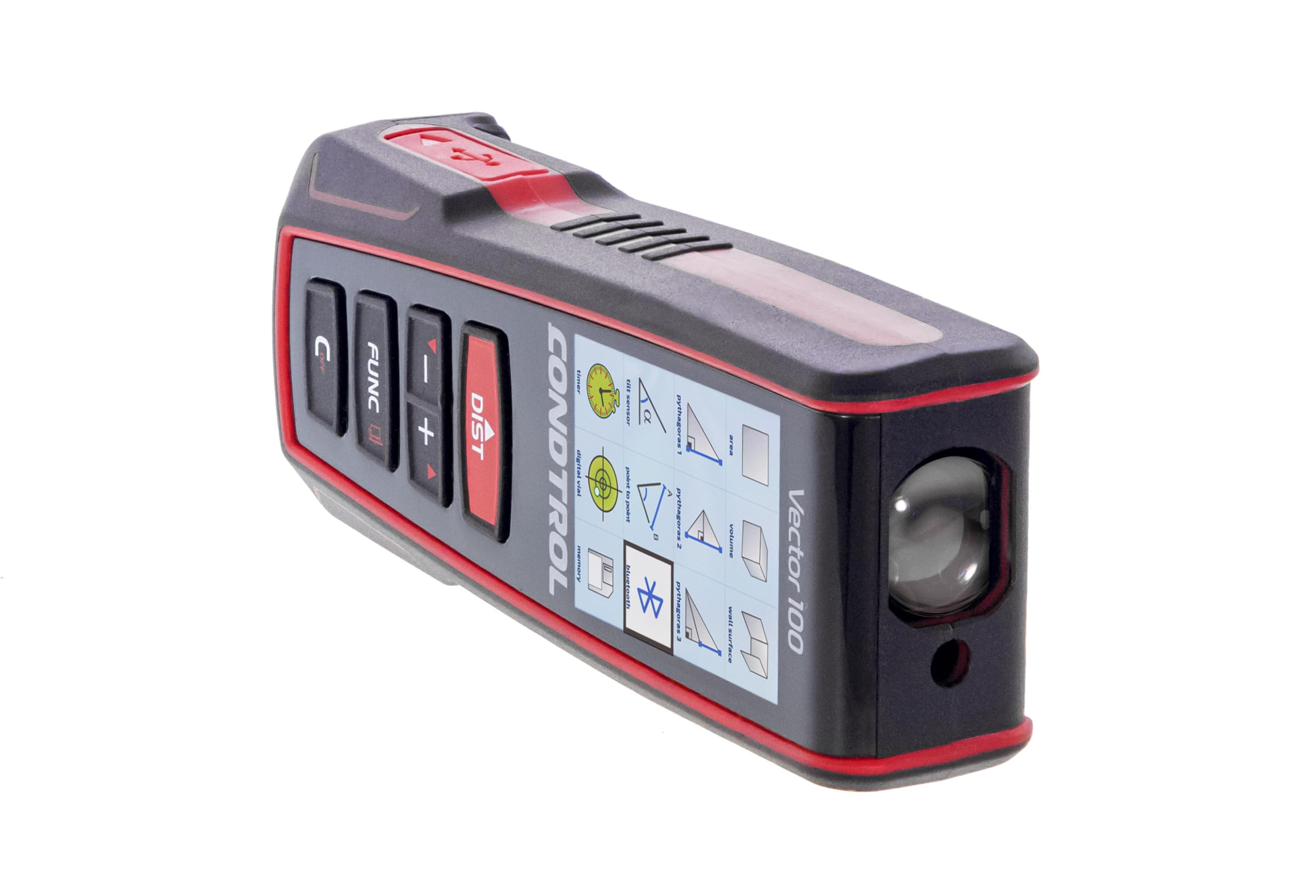 CONDTROL - Télémètre Vector 100 - Portée 0,05 à 100 Mètres - Mesure Précise Continue - Laser Rouge - Bluetooth - Garantie 2+1 Ans - Livré avec Accessoires