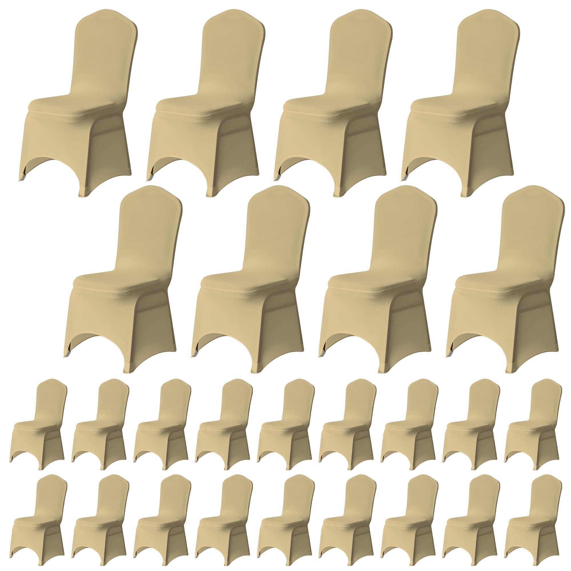Trimming Shop Champagne Chair Cover Spandex Polyester Stretch Fabric Dining Slipcovers Washable & Removable Protective Wedding Chair Covers For Banquets Ceremony & Hotel Dinner (, Pack Of 100)