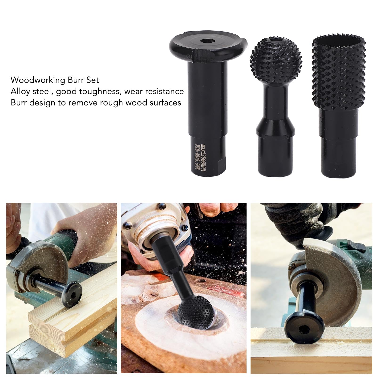 3 Stück Winkelschleifer-Aufsätze, M10 Rotationsgrat, für Holz-Kunststoff-Faserplatten