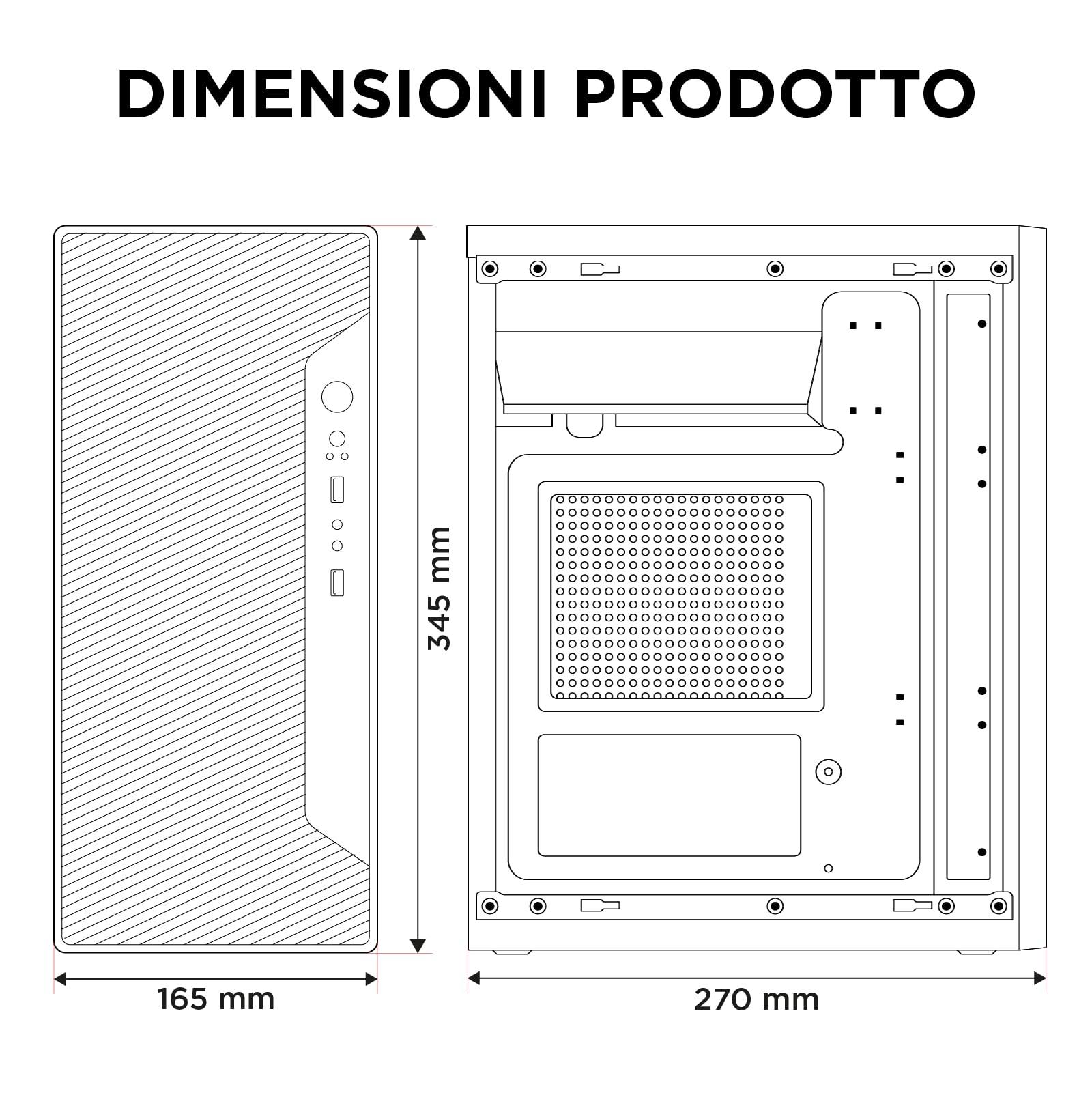 Nuwo Opal ZK550 | Case PC Compatto MicroATX | Alimentatore 500W | Case PC Desktop Office Mini Tower mATX | USB 3.0 | Nero