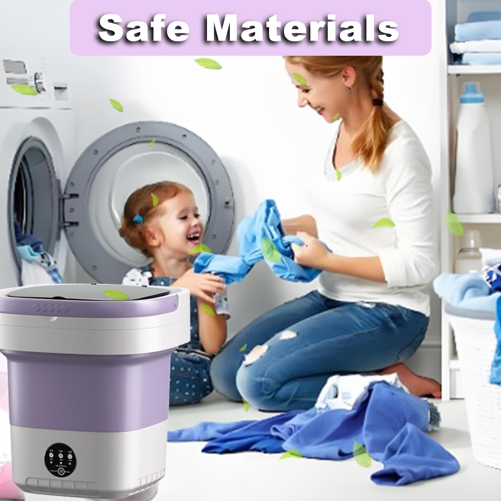 Lavadora portátil, mini lavadora plegable de 16 litros con centrifugado, pequeña lavadora y secadora plegable para ropa interior, ropa de bebé, caravana, apartamento (morado)