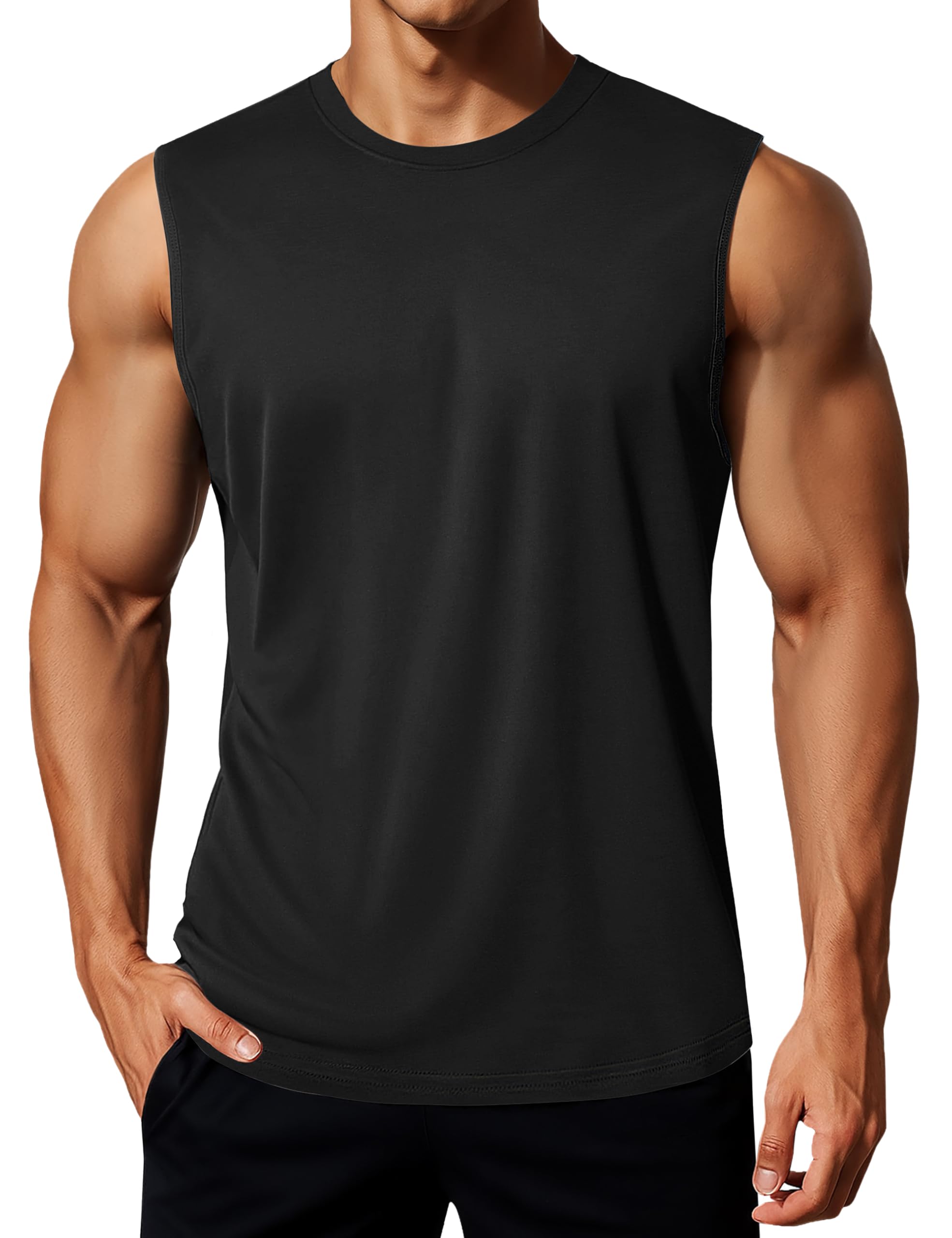 – Men's Tank Tops Running Quick Dry Sleeveless Workout Muscle Shirt Athletic Bodybuilding Gym Performance Tee