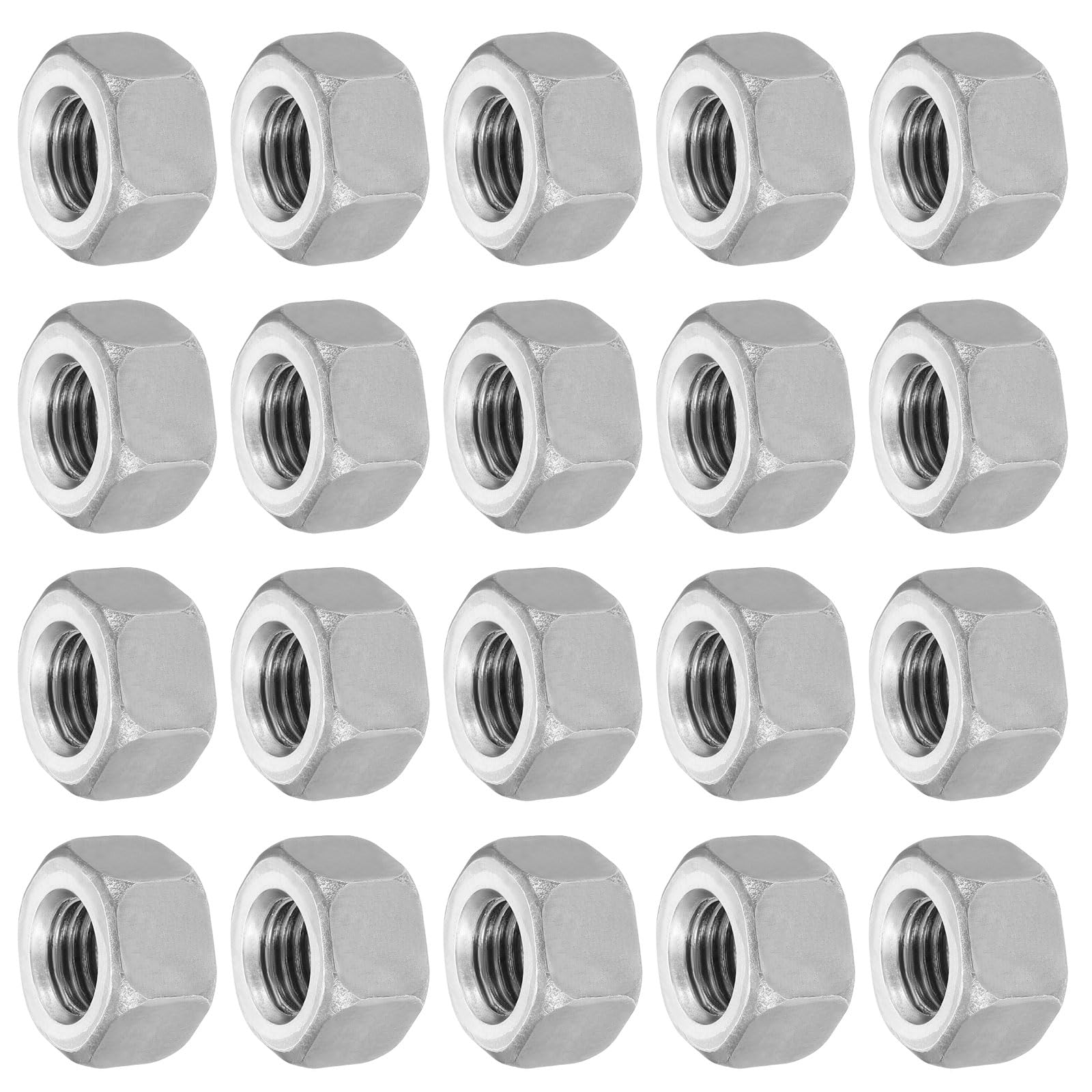 sourcing map 20Pcs M10x1.25-Pitch Coupling Nuts, 10mm Length Carbon Steel Hex Rod Coupler Nut Fully Threaded Studding Connector Fasteners, Silver Tone