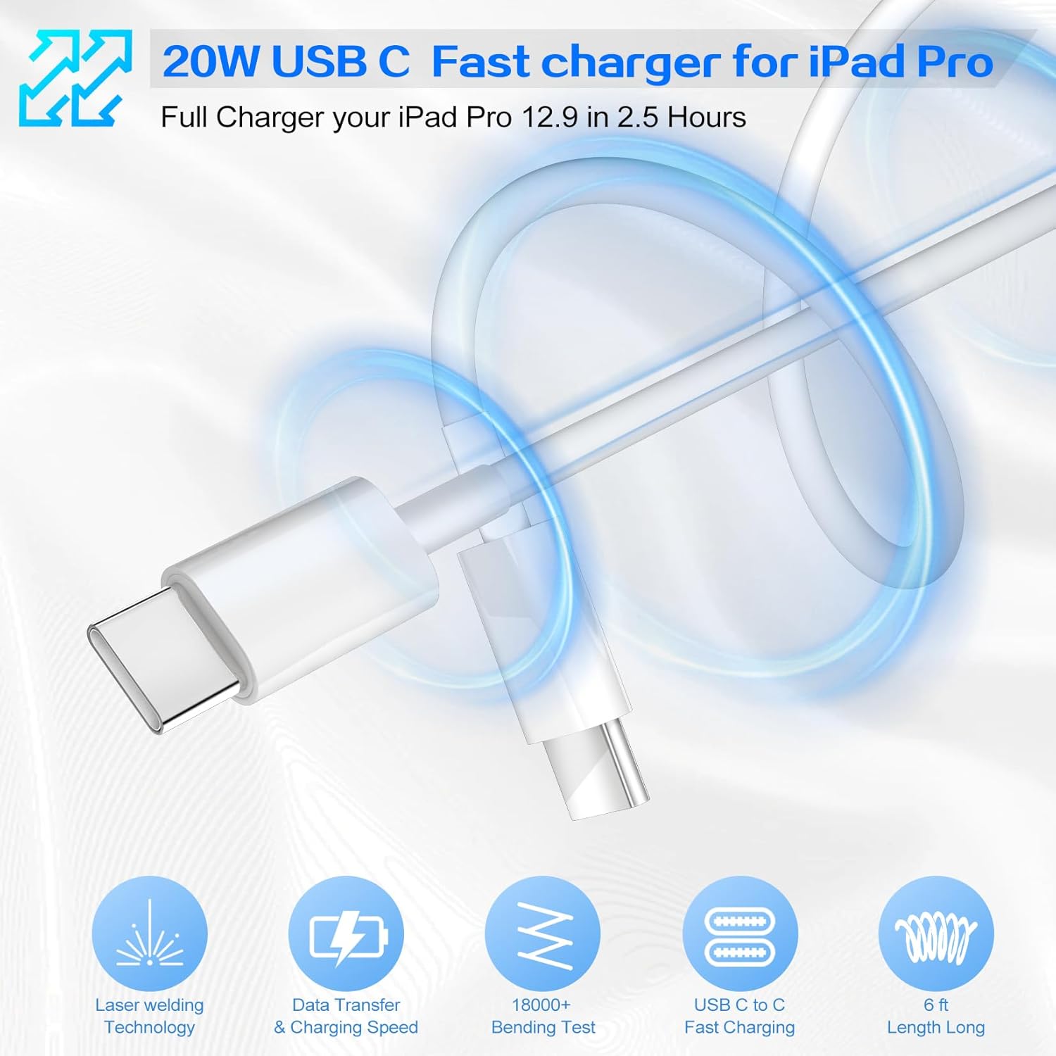 iPhone 17 16 Pro Charger Fast Charging 20W USB C Phone Charger Block,2Pack Quick iPhone Chargers 6FT Type C Fast Charging Cord for iPhone 17/17 Pro/17 Pro Max/17 Air/16/16 ProMax/16e/15 ProMax/15 Plus 7