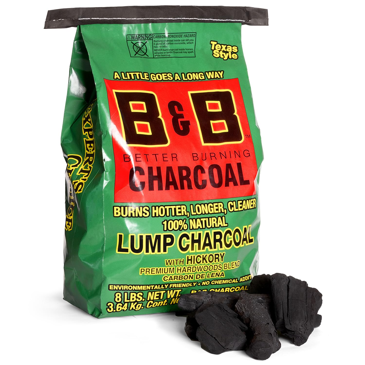 8 LB Hickory Hardwood Lump Charcoal for Grilling, All-Natural for Smoker, High-Heat Grilling & BBQ - Compatible with Kettle & Kamado Grills, Low Ash, Easy to Light