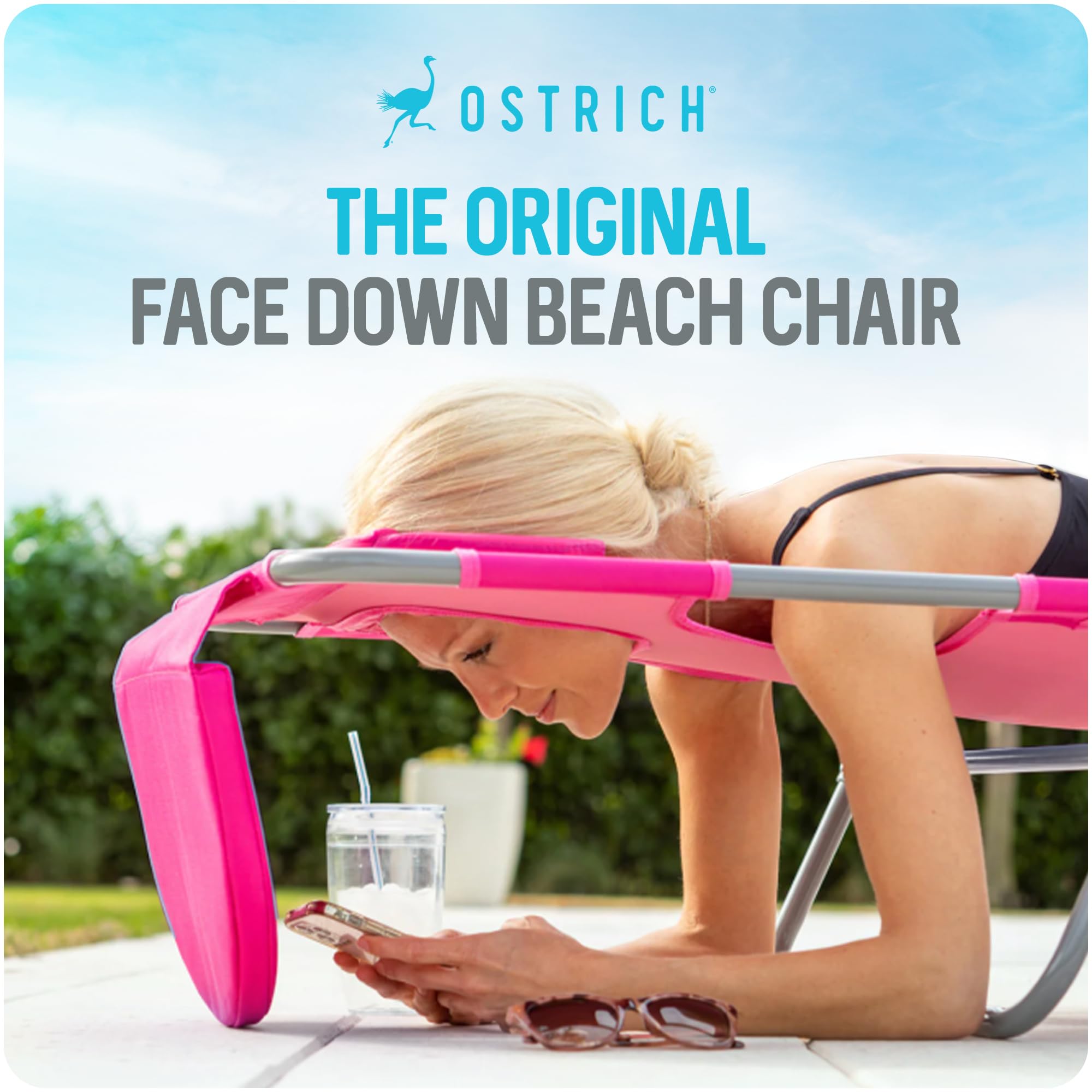 Ostrich Silla de Respaldo para salón, Ajustable, aleación de Acero, Color Rosa